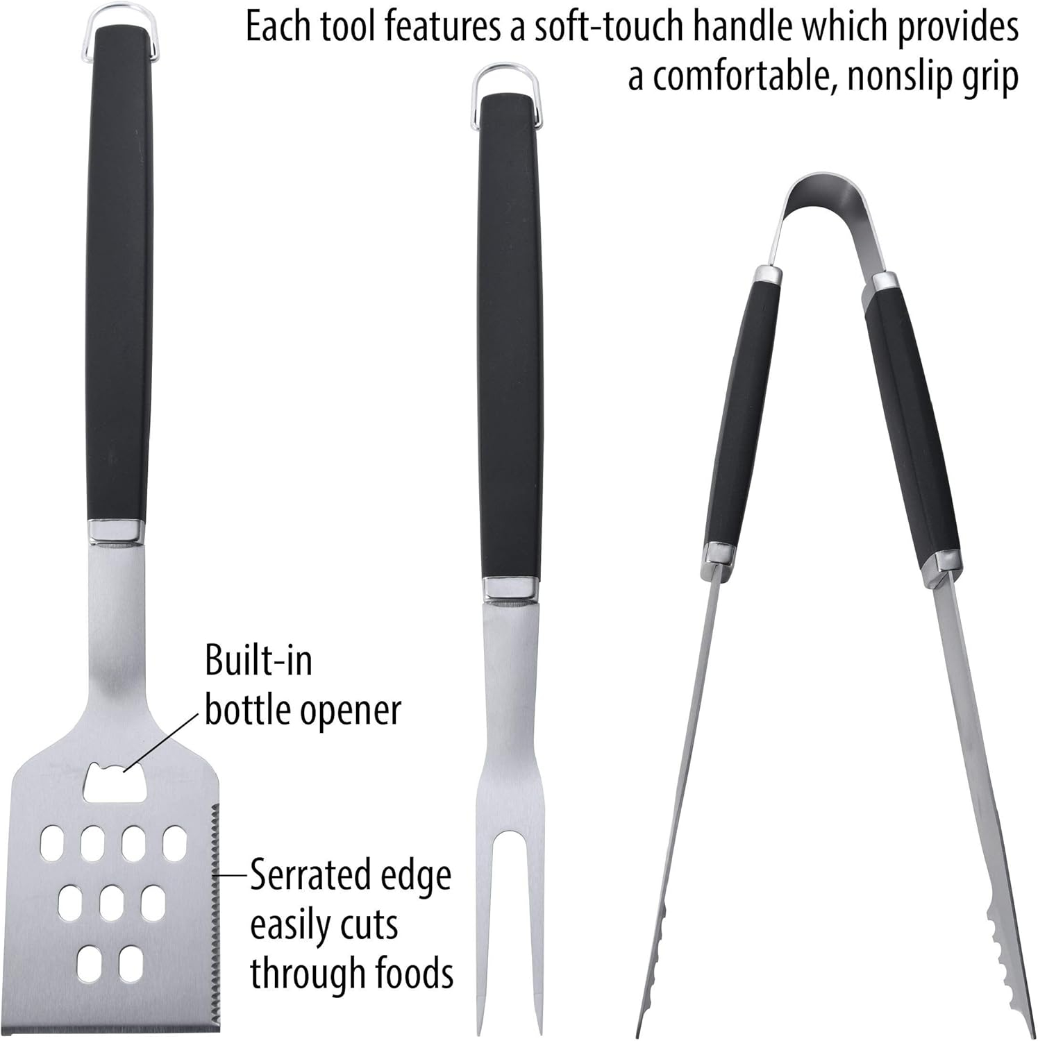 Farberware BBQ 3-piece Tool Set: Turner, Tong, Fork