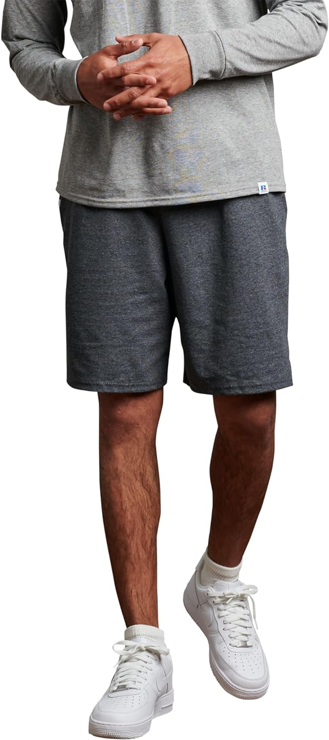 Russell Athletic Men's and Big Men's 9-10" Cotton Shorts with Pockets and Adjustable Waist, Sizes S-4XL