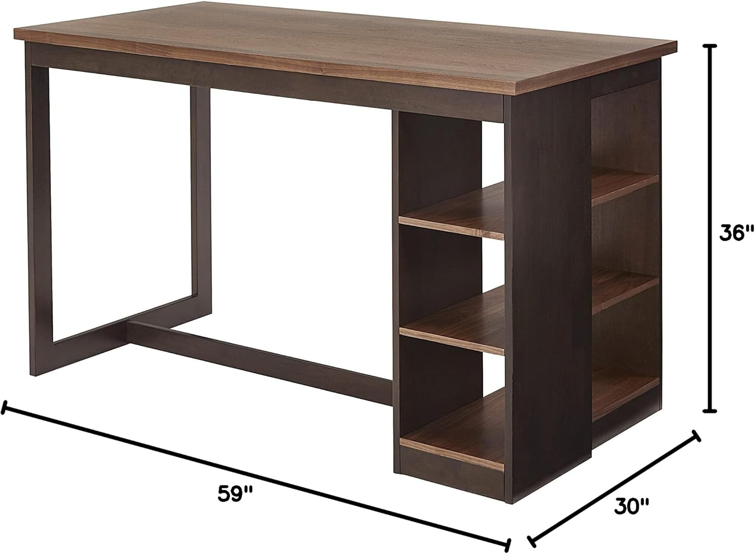 Progressive Furniture Kenny Wood Counter Storage Table in Walnut Brown/Chocolate