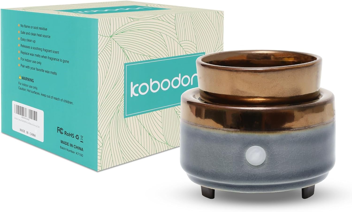 kobodon Ceramic Candle Wax Warmer,Home Fragrance Diffuser, Wax Melter Fragrances Candles Oils, Fragrance Warmer Candles or Wax Melts as Gifts for Mom Grandma Women