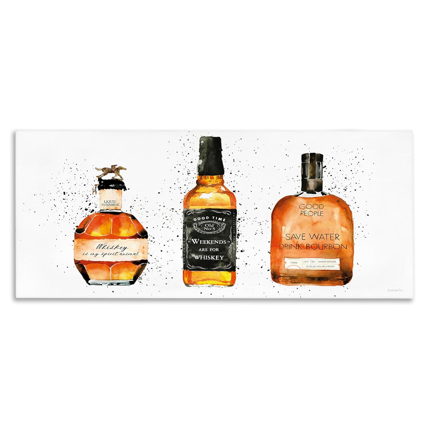 Stupell Industries Funny Whiskey Bottles Food & Beverage Painting Gallery Wrapped Canvas Print Wall Art, 24 x 10