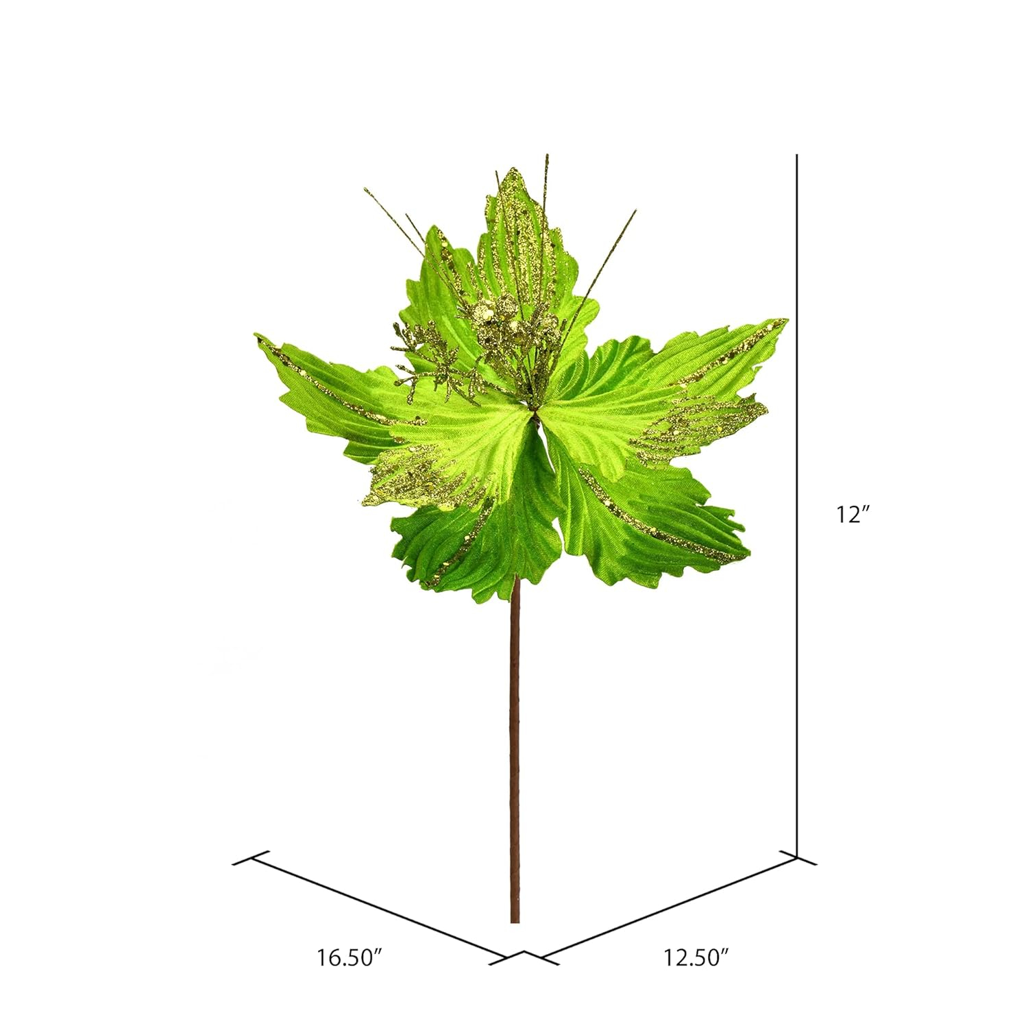 Vickerman 12" x 16" Lime Poinsettia Artificial Christmas Spray. Includes 6 sprays per pack.