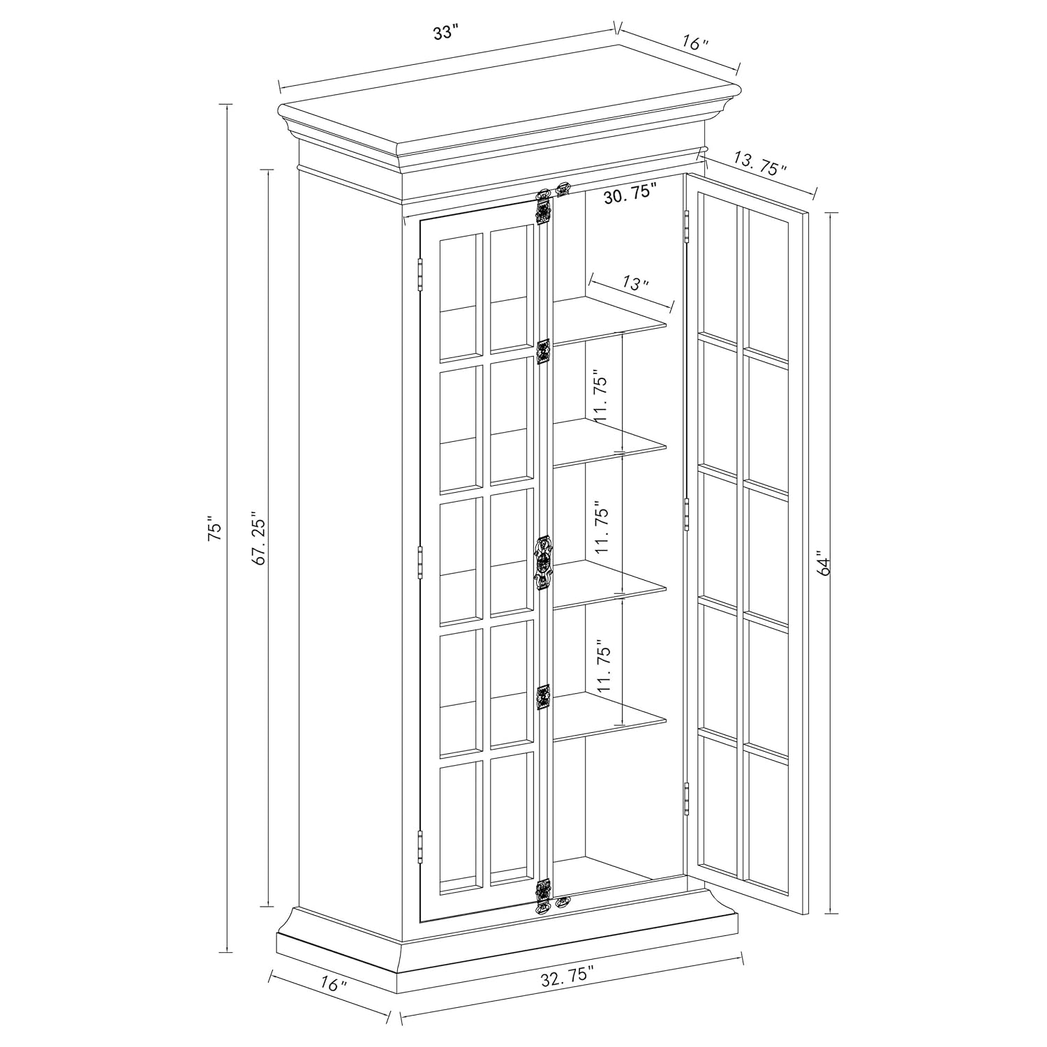 Toni 2-door Tall Cabinet Antique White