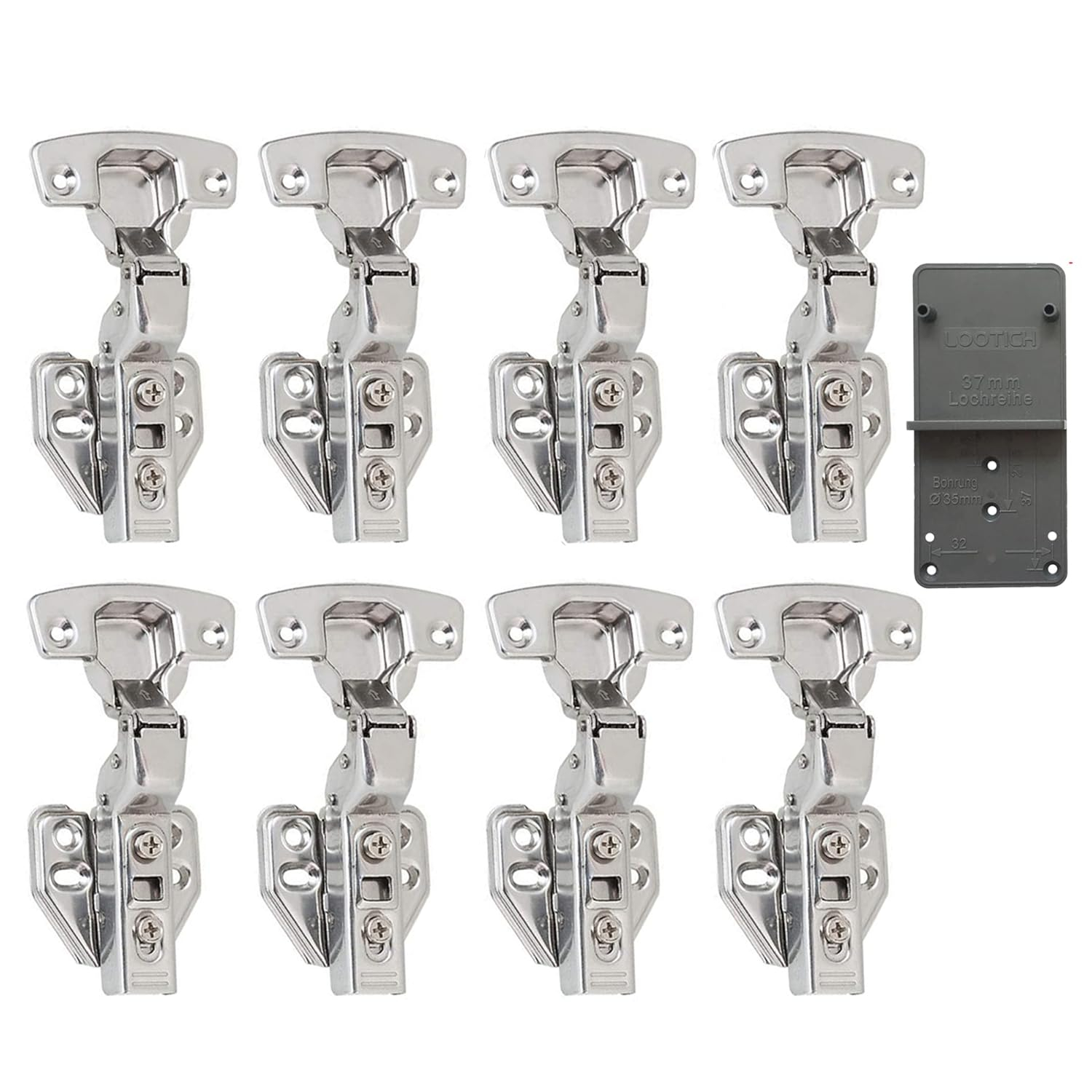 110 Deg Kitchen Units Concealed Cabinet Door Mute Hinges 35mm Soft Close Inset and Embed Mounting 8 Pieces (Include Drilling Jig)