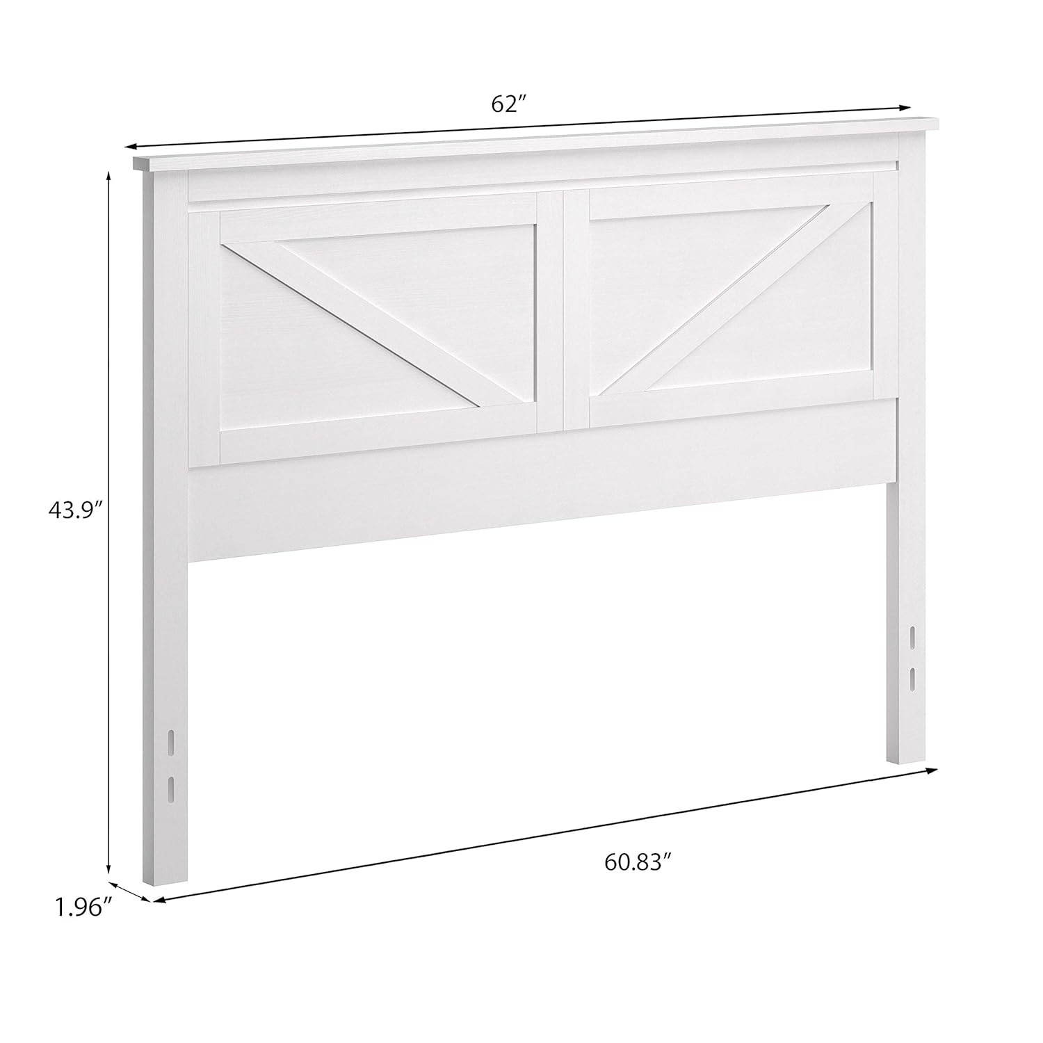 Glenwillow Home Farmhouse Wood Headboard in White, Queen