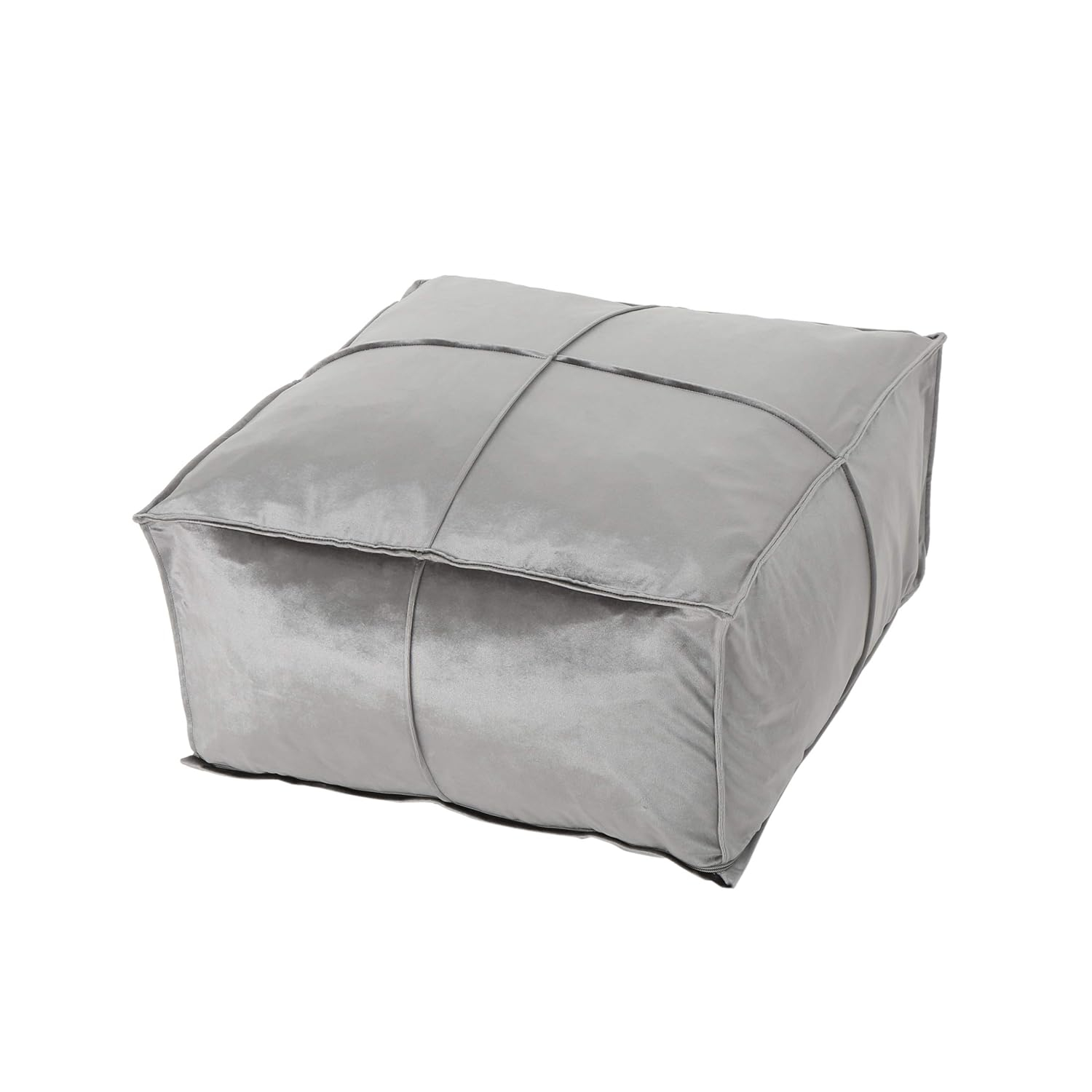Cytheria Glam Velvet Square Bean Bag Ottoman, Smoke