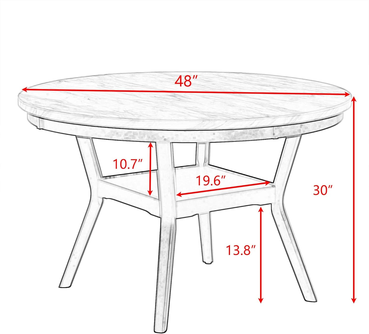 Linique 5 Piece Dining Table Set for 4, Kitchen Table and Chairs for 4, Round Dining Table with 4 Upholstered Chairs and Storage for Dining Room Small Spaces, Black + White