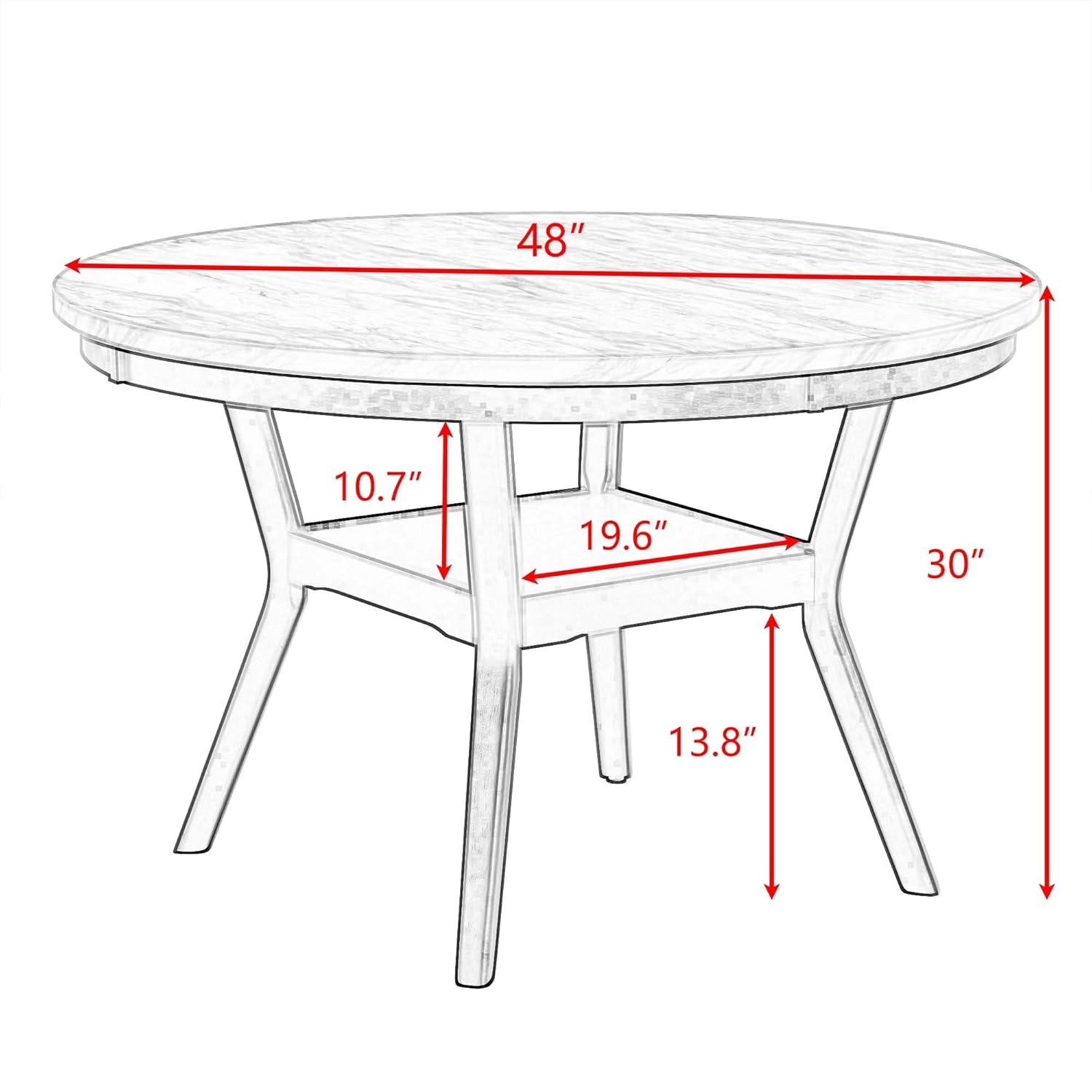Linique 5 Piece Dining Table Set for 4, Kitchen Table and Chairs for 4, Round Dining Table with 4 Upholstered Chairs and Storage for Dining Room Small Spaces, Black + White