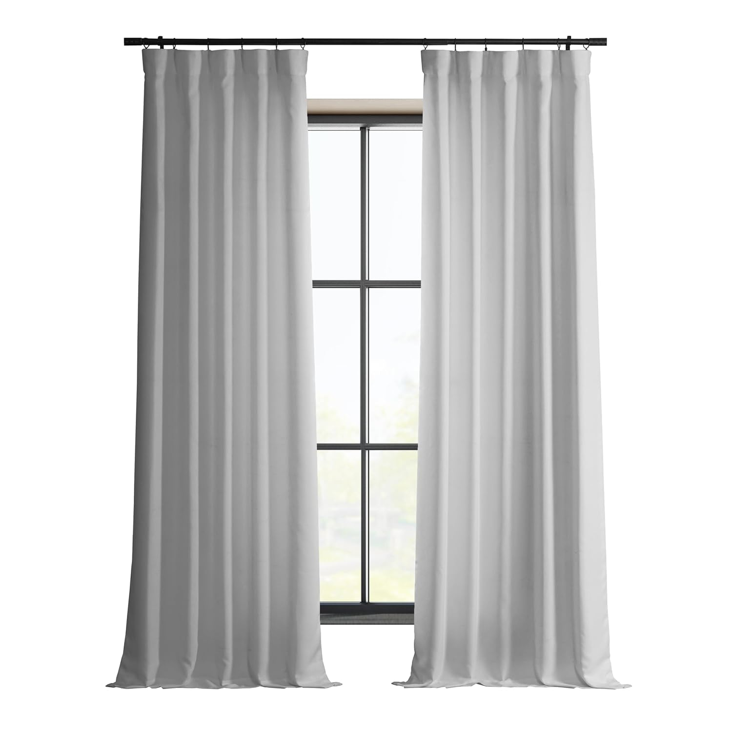 Half Price Drapes Dove White Faux Linen Room Darkening Curtains for Bedroom(1 Panel),50W X 120L