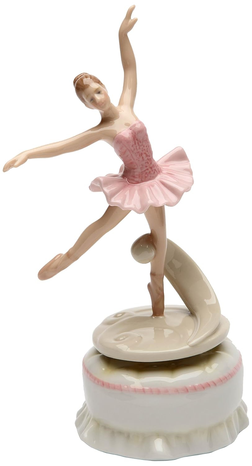 Ceramic Spinning Ballerina Music Box 3.375x3x7 inches Daughter