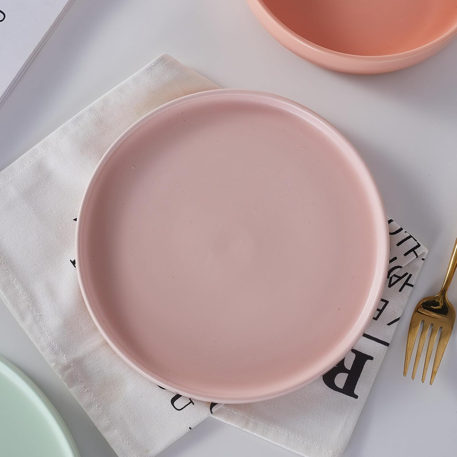 Stone + Lain Stella Porcelain Collection Dish Set, 6 Dinner Plates Service for 6, Blush