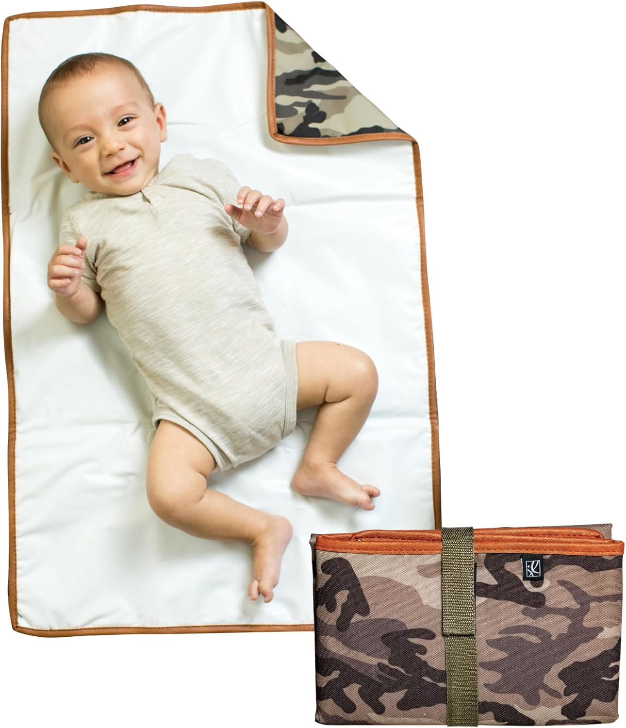J.L. Childress Full Body Portable Changing Pad - Baby Diaper Changing Pad for Travel - Padded, Waterproof, Foldable - Extra-Large 19" x 30" - Camoflauge