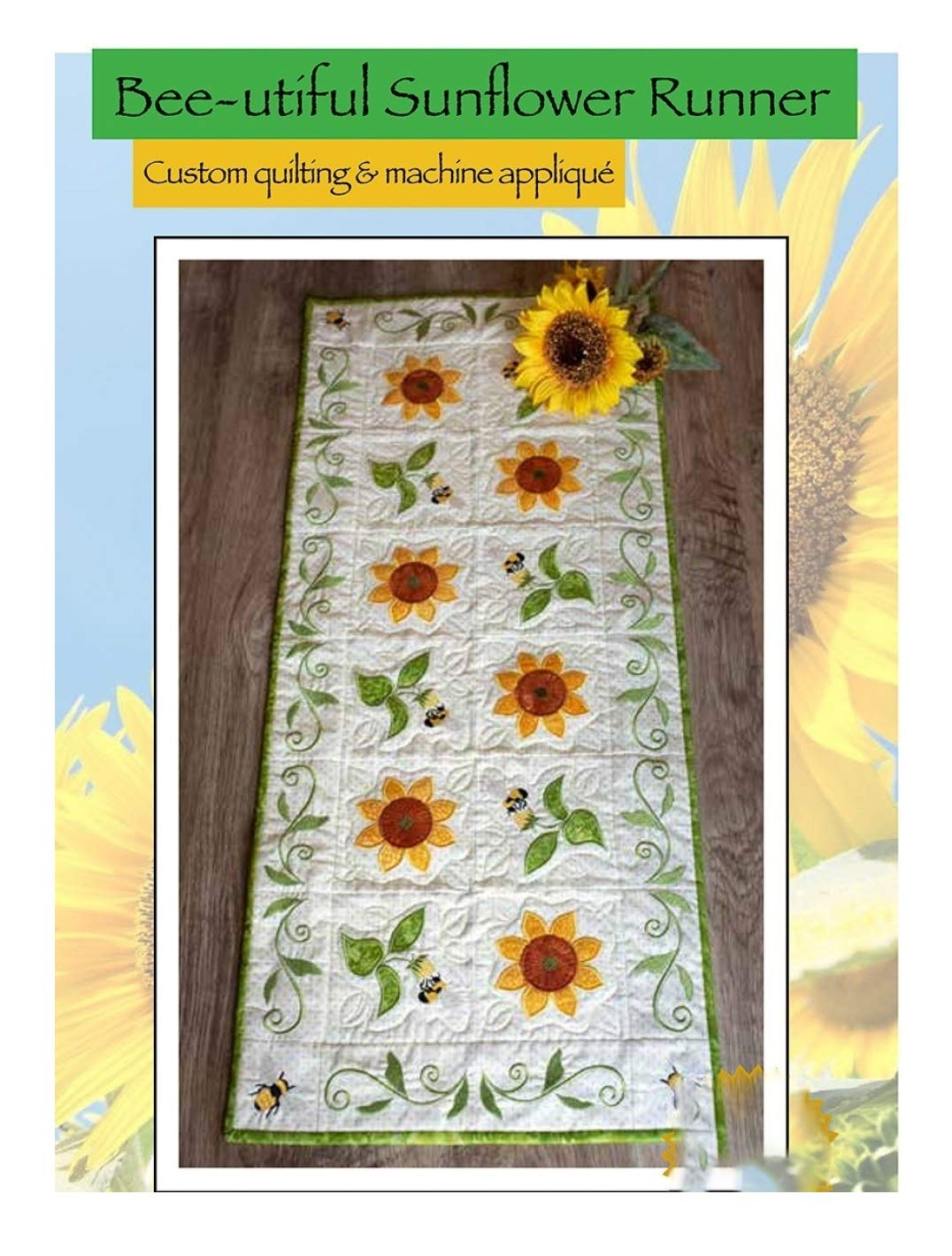 Bee-utiful Sunflower Embroidered Quilted Table Runner