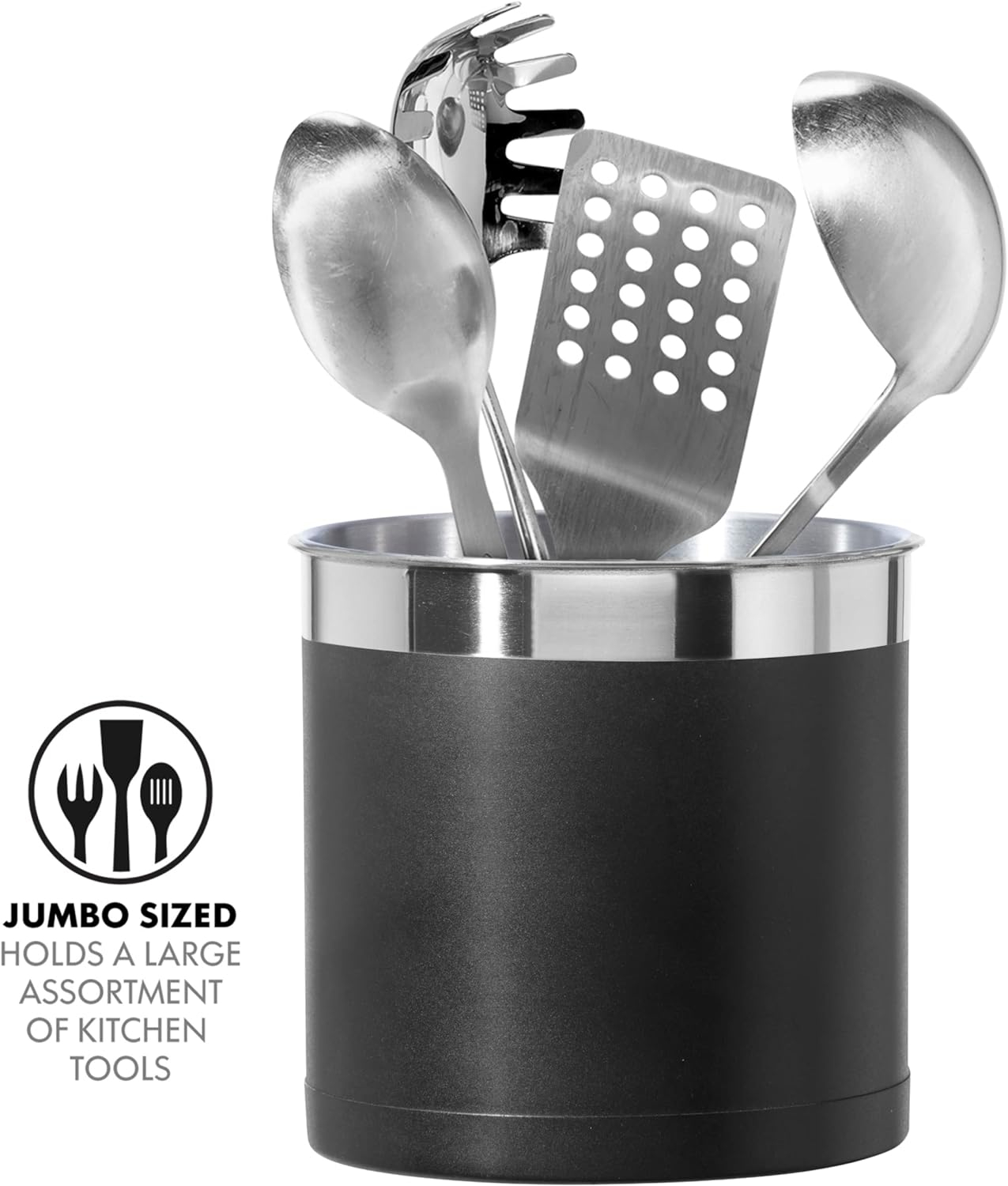 Stainless Steel Jumbo Utensil Holder (7" dia x 6.5" H)