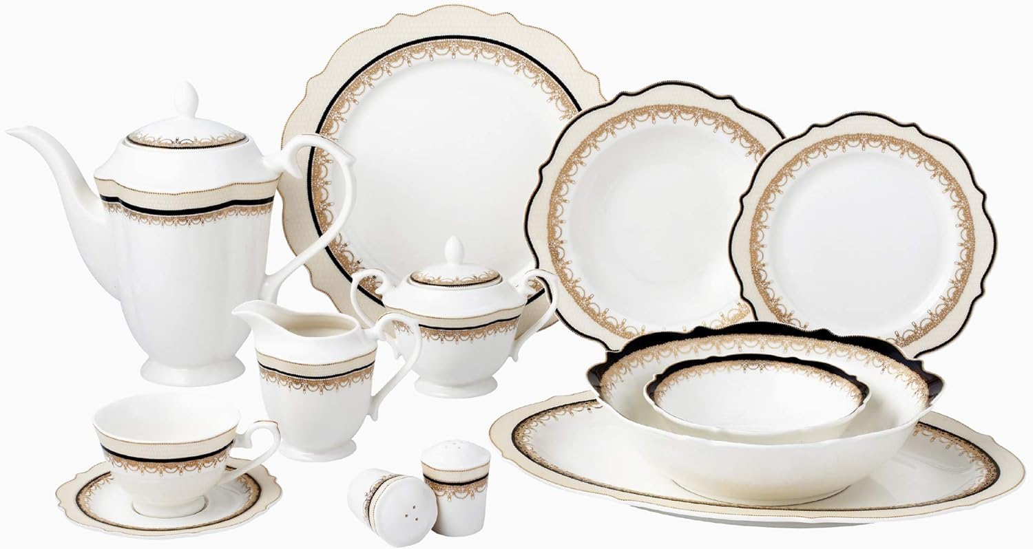Elisa Glossy White Porcelain Dinnerware Set, Service for 8