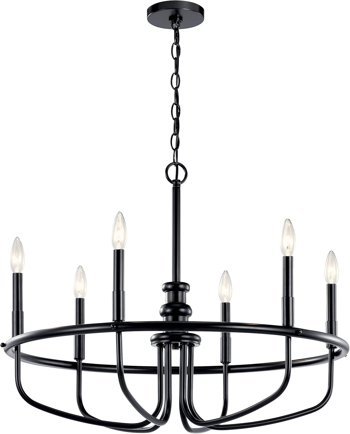 Capitol Hill Modern Black 6-Light Chandelier with Candle Sleeves