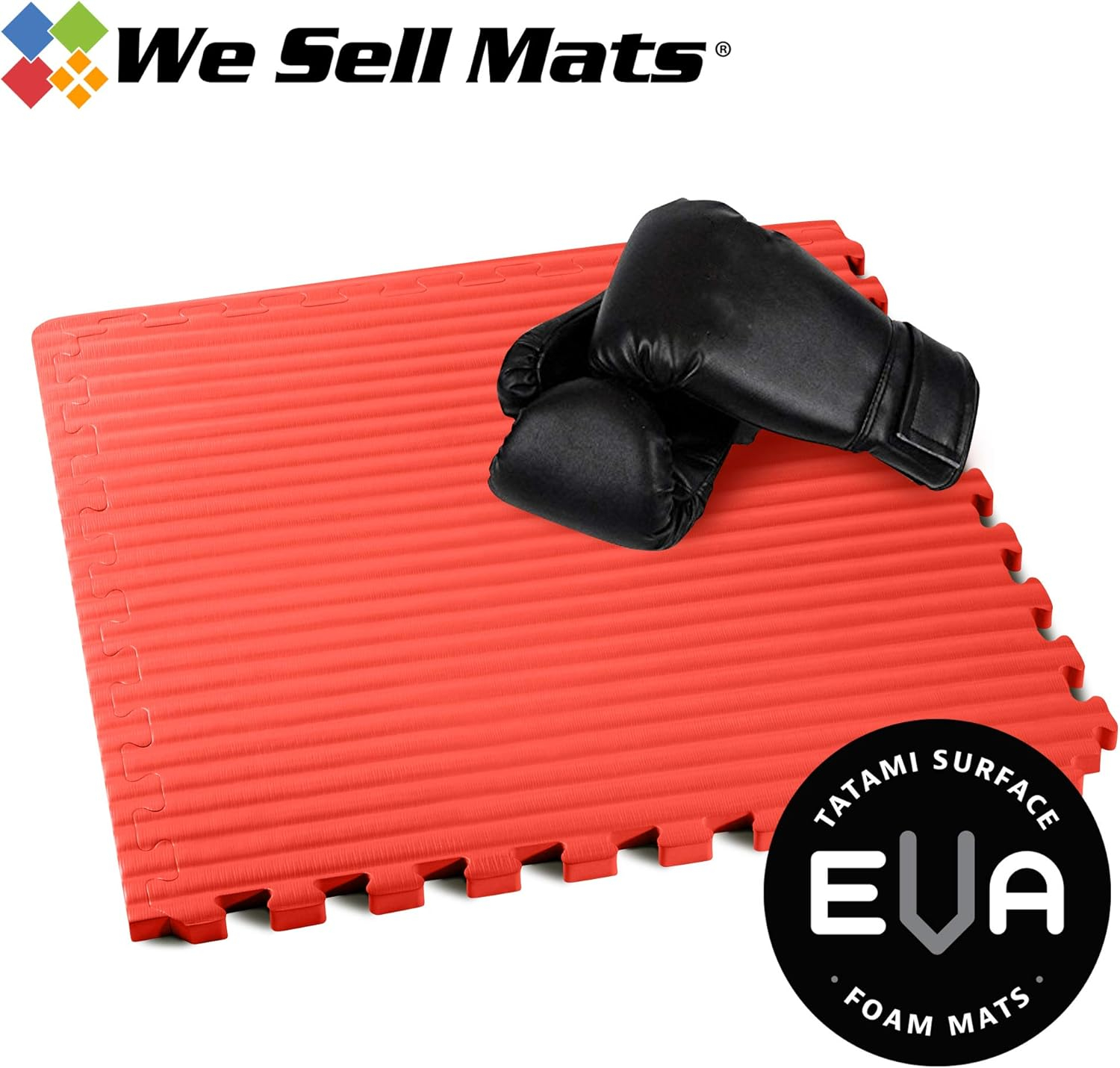 We Sell Mats 3/4 Inch Thick Martial Arts EVA Foam Exercise Mat, Tatami Pattern, Interlocking Floor Tiles for Home Gym, MMA, Anti-Fatigue Mats, 24 in x 24 in