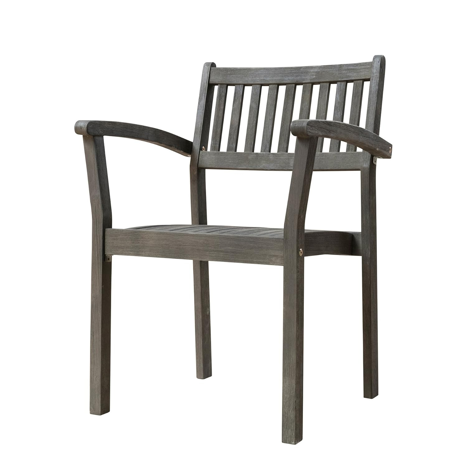 Elegant Hand-Scraped Acacia Wood Outdoor Stacking Armchair Set