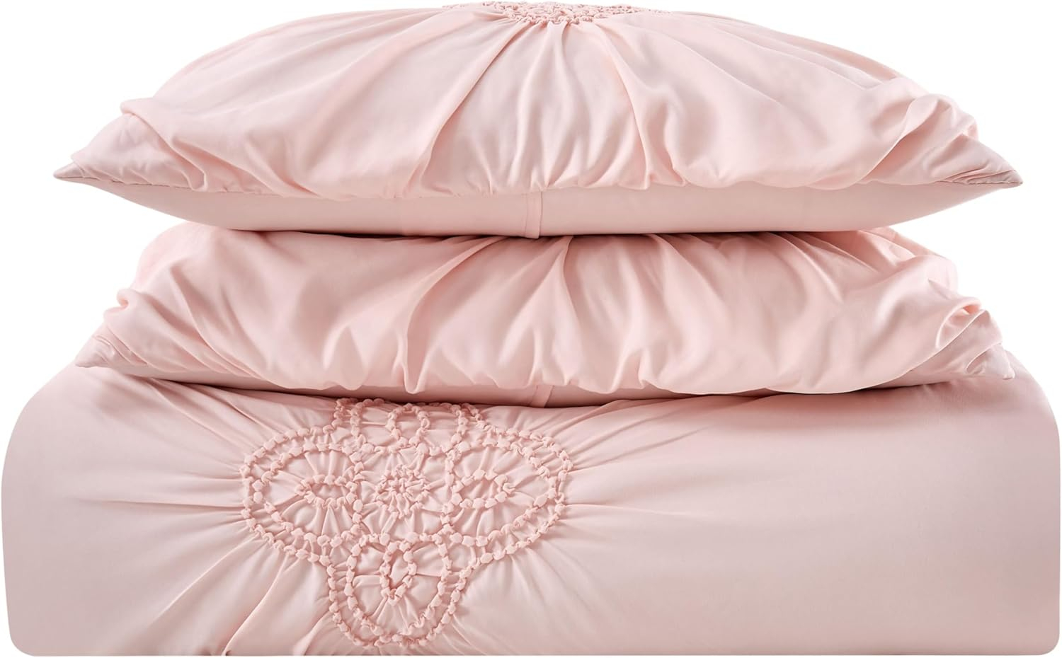 Christian Siriano NY Greorgia Rouched Duvet Set, Full/Queen, Blush Pink 3 Piece