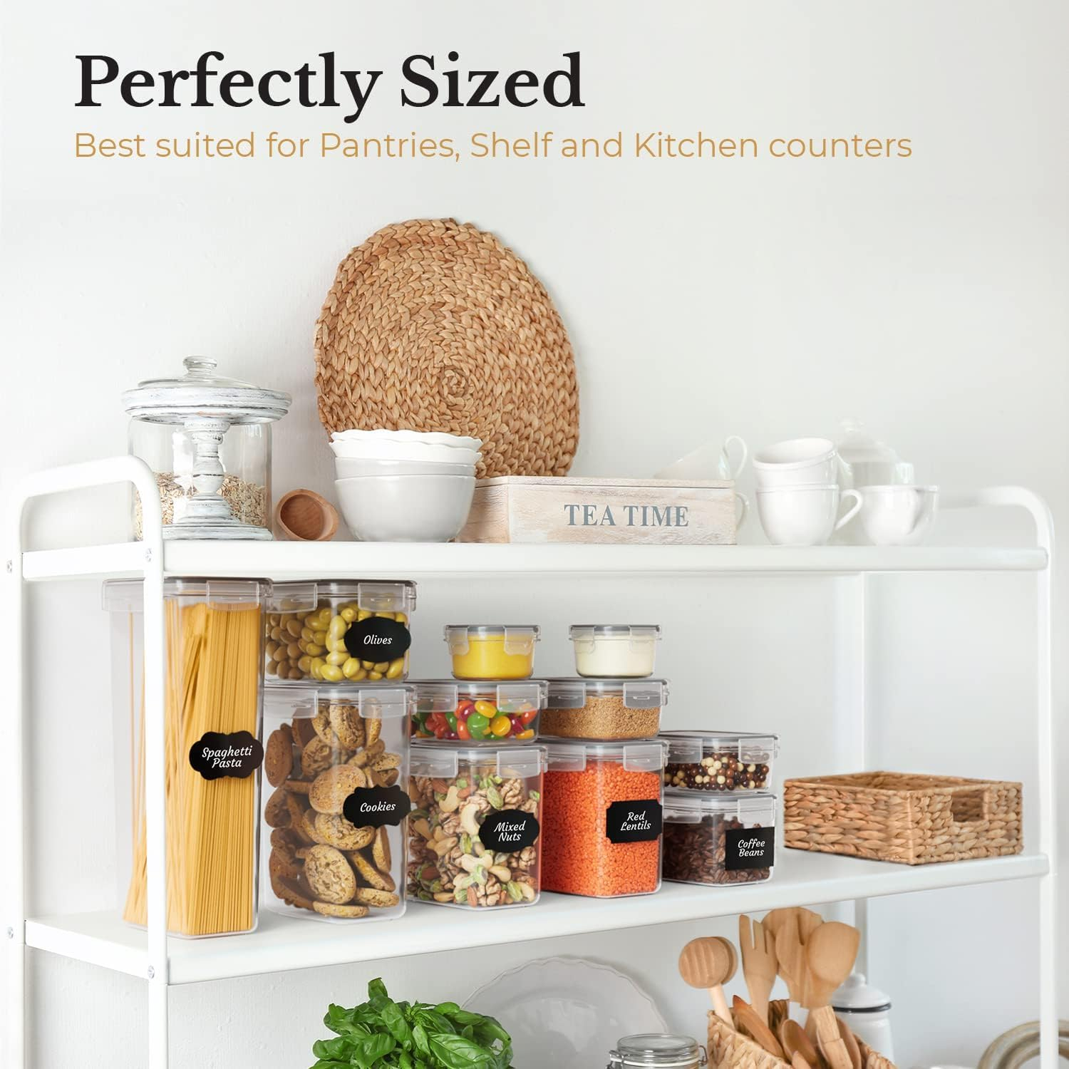 Chef's Path Ultra Large - 48 Pack Food Storage Containers | Kitchen and Pantry Organization Canisters for Cereal, Dry Food, Flour and Sugar, BPA Free, Includes 24 Labels