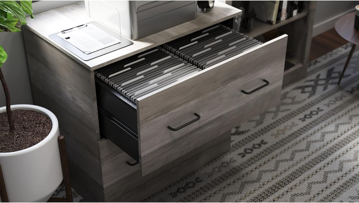 Realspace® Peakwood 30-1/2"W x 21-4/5"D Lateral 2-Drawer File Cabinet, Smoky Brown