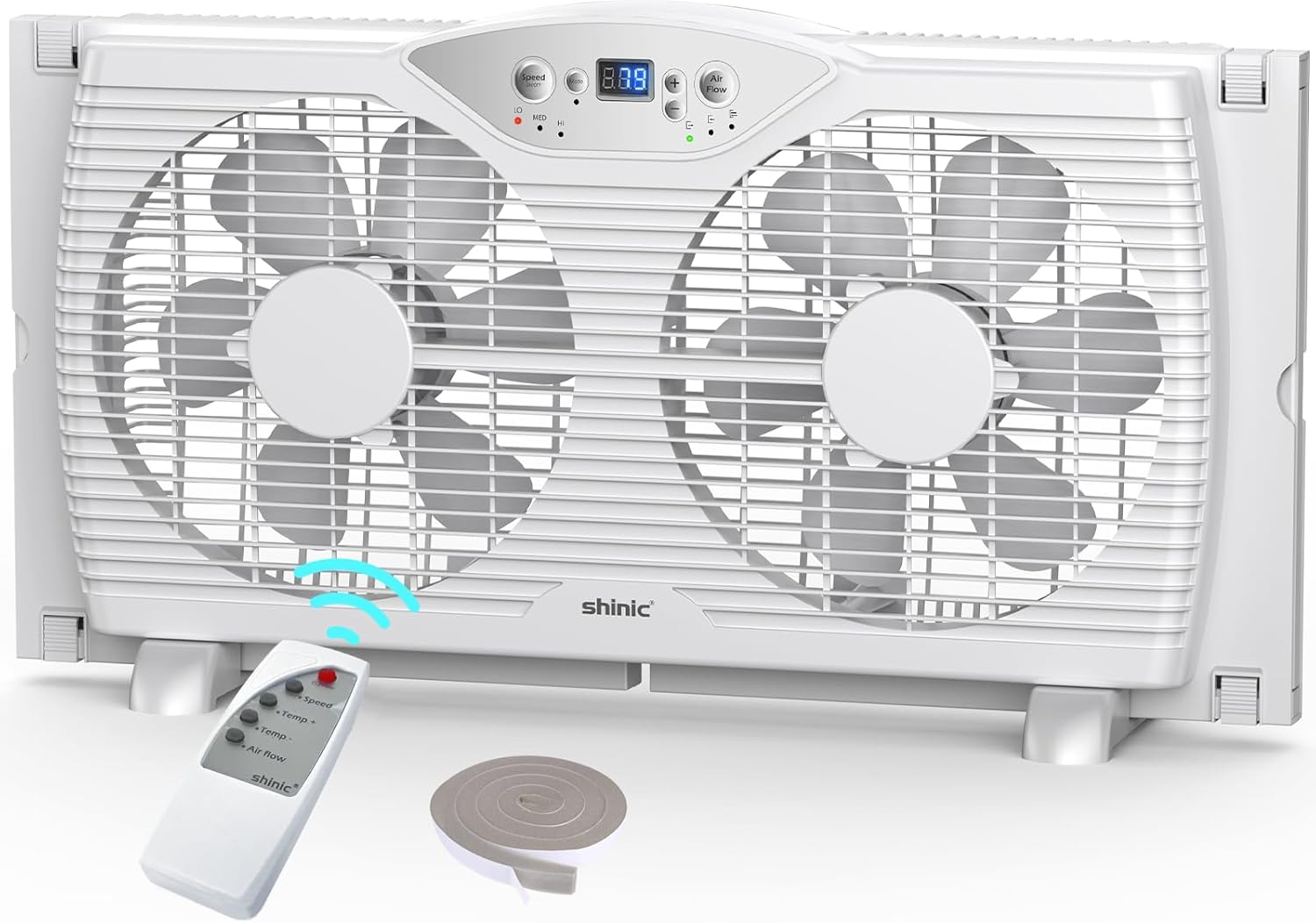 Shinic Glossy White Remote Controlled Reversible Window Fan