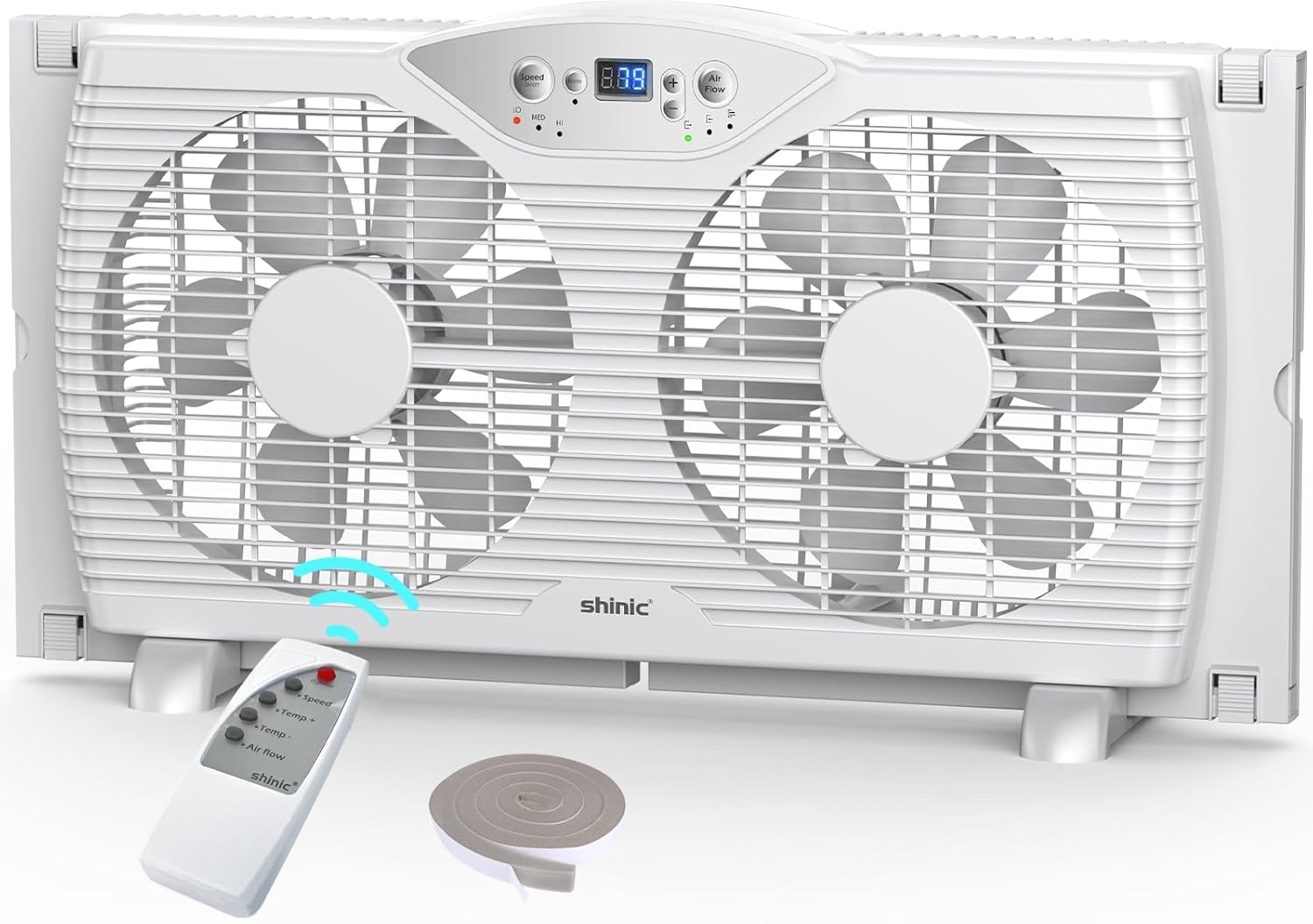Shinic Glossy White Remote Controlled Reversible Window Fan