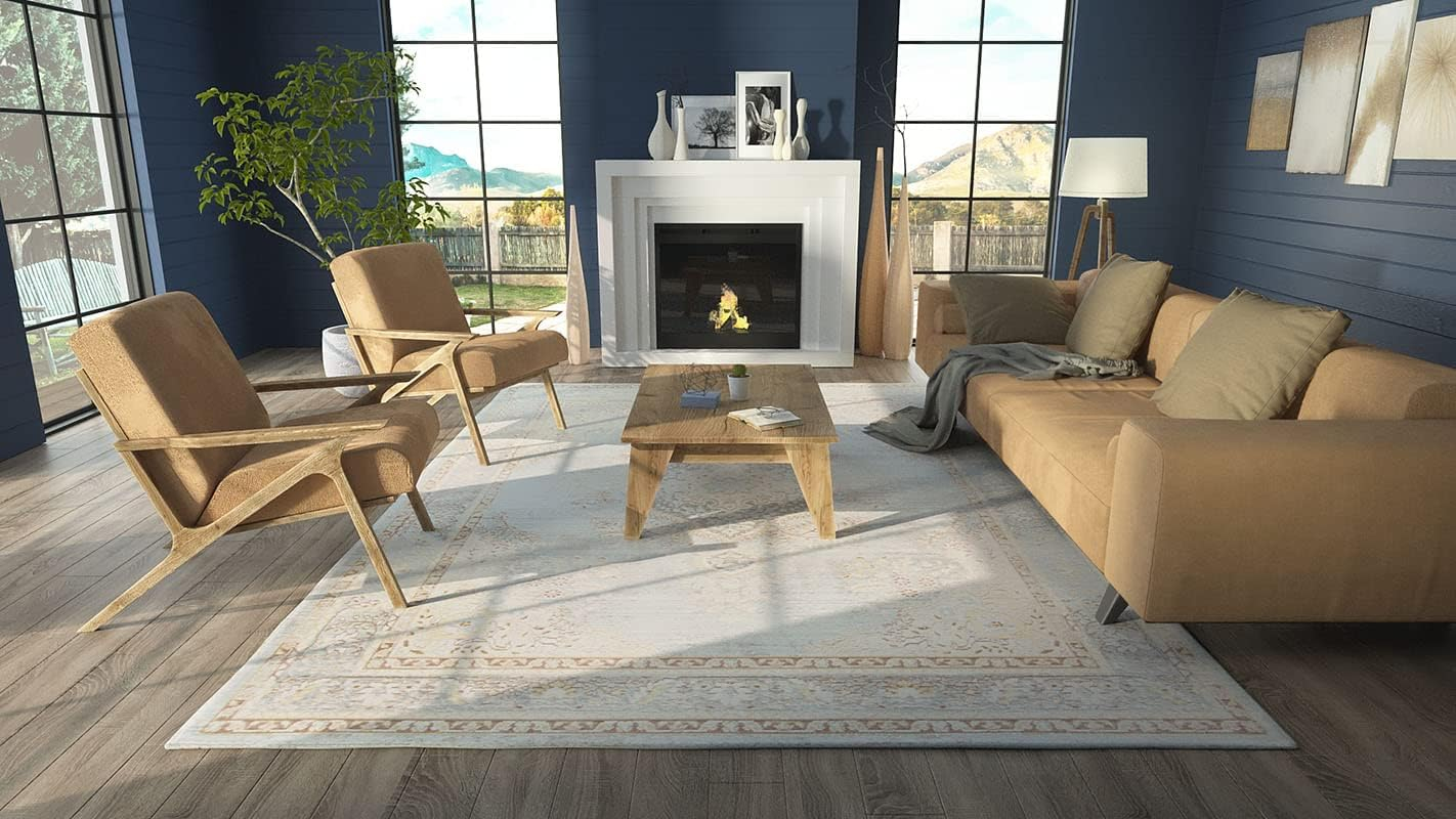 Momeni Isabella Polyester Machine Made Blue Area Rug 5'3" X 7'3"