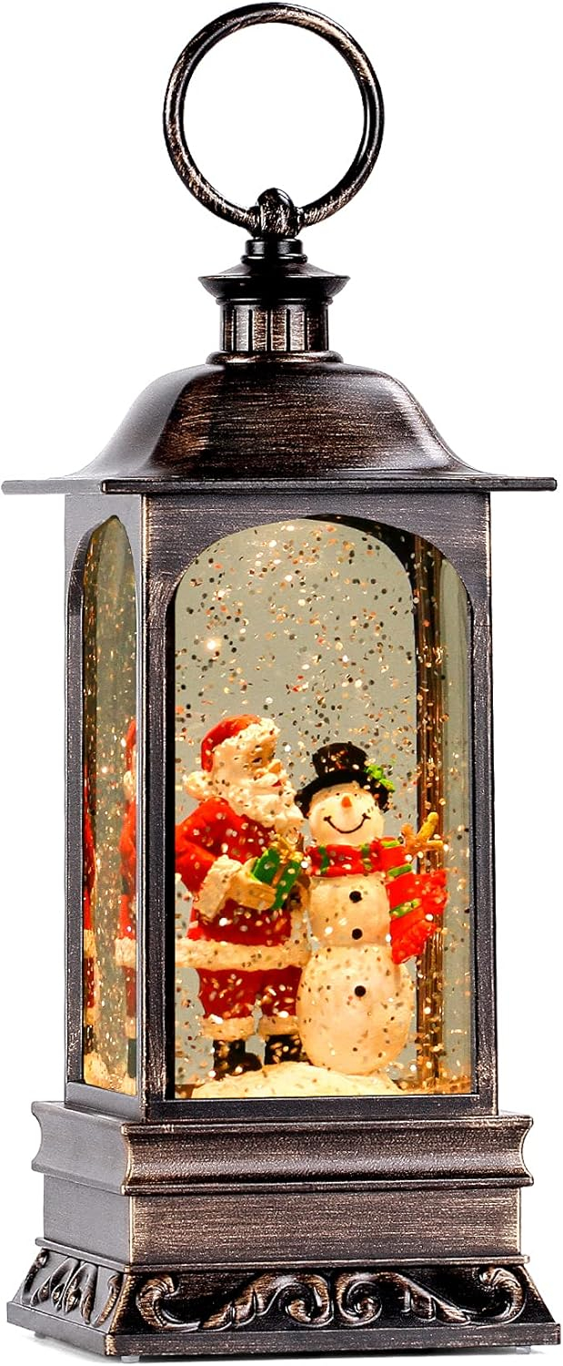 The Holiday Aisle® 2024 Christmas Decor Snow Globe Lantern - Glittering, Plug-in/3 AA Battery/USB Powered