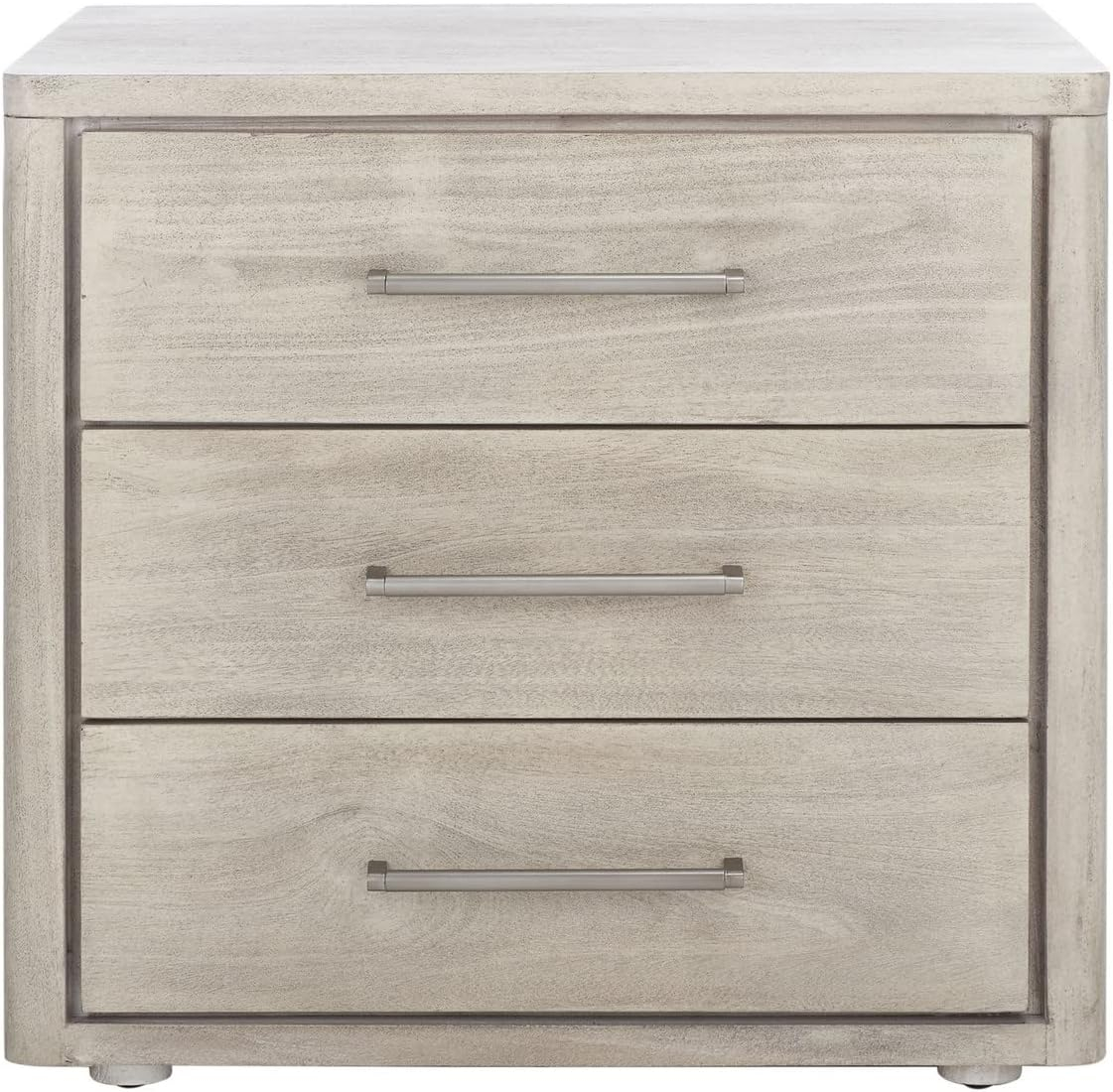 SAFAVIEH Light Grey Fully Assembled Couture Home Collection Rosey 3-Drawer Wood Nightstand