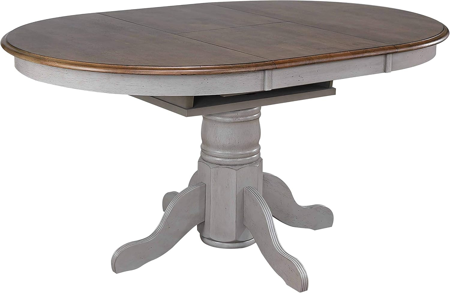 Sunset Trading Country Grove Round or Oval Extendable Dining Table | Distressed Gray and Brown Wood