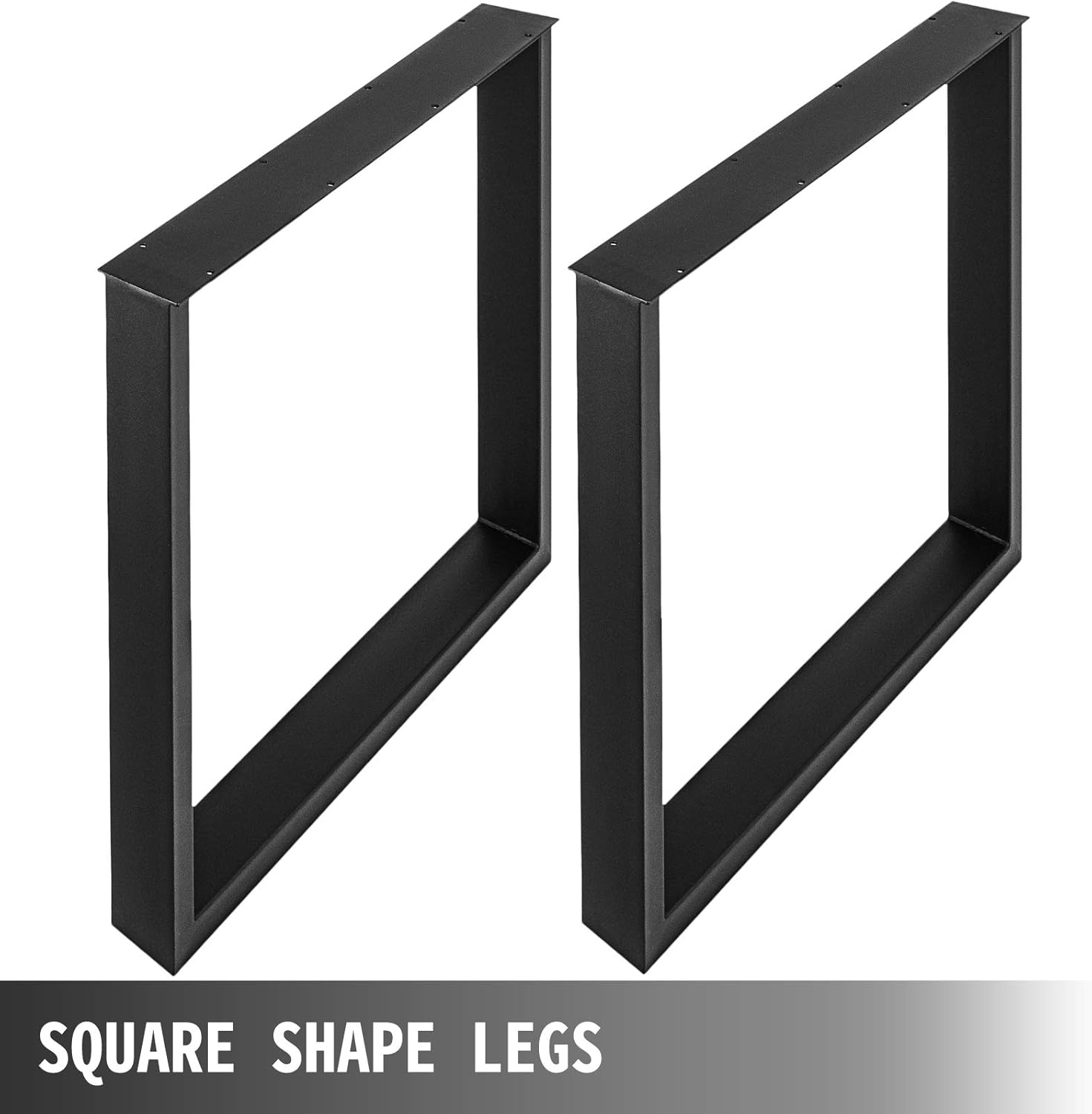 VEVOR Set of 2 Steel Table Legs, 28'' Height 24'' Wide, Heavy Duty 3.1'' Width Box Section Square, 28x24x3.1 Inch Black Industrial Country Style Dining Legs