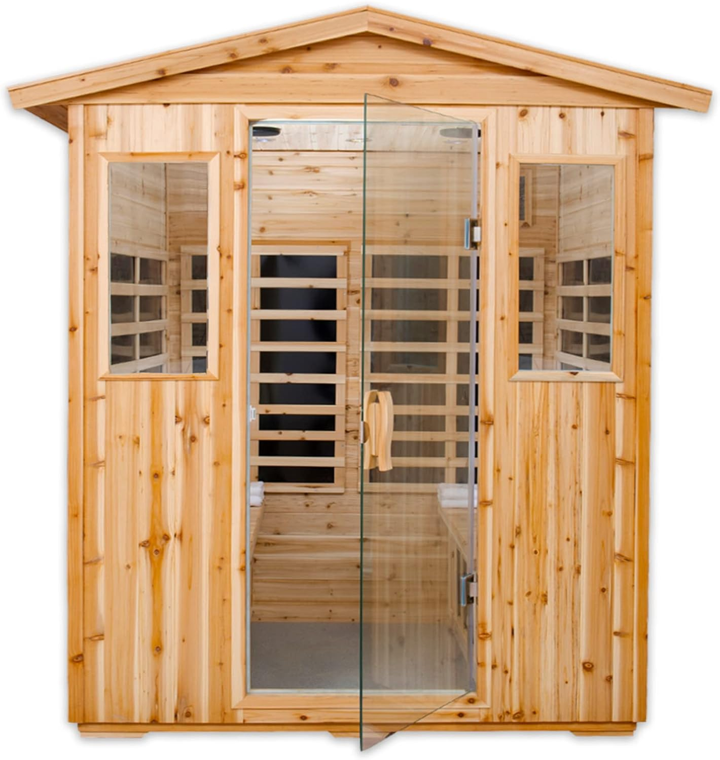 Saunas 904V Far Infrared Sauna, Outdoor Wooden Dry Sauna Low EMF (Hemlock Wood, 4-Person Size)
