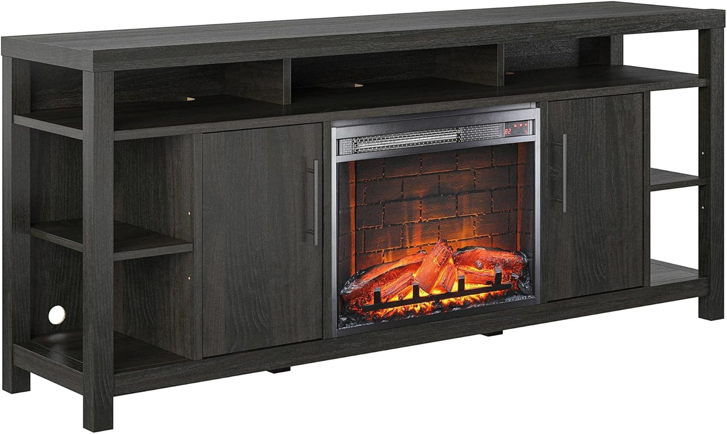 Espresso Electric Fireplace TV Stand with Cabinets and Shelves