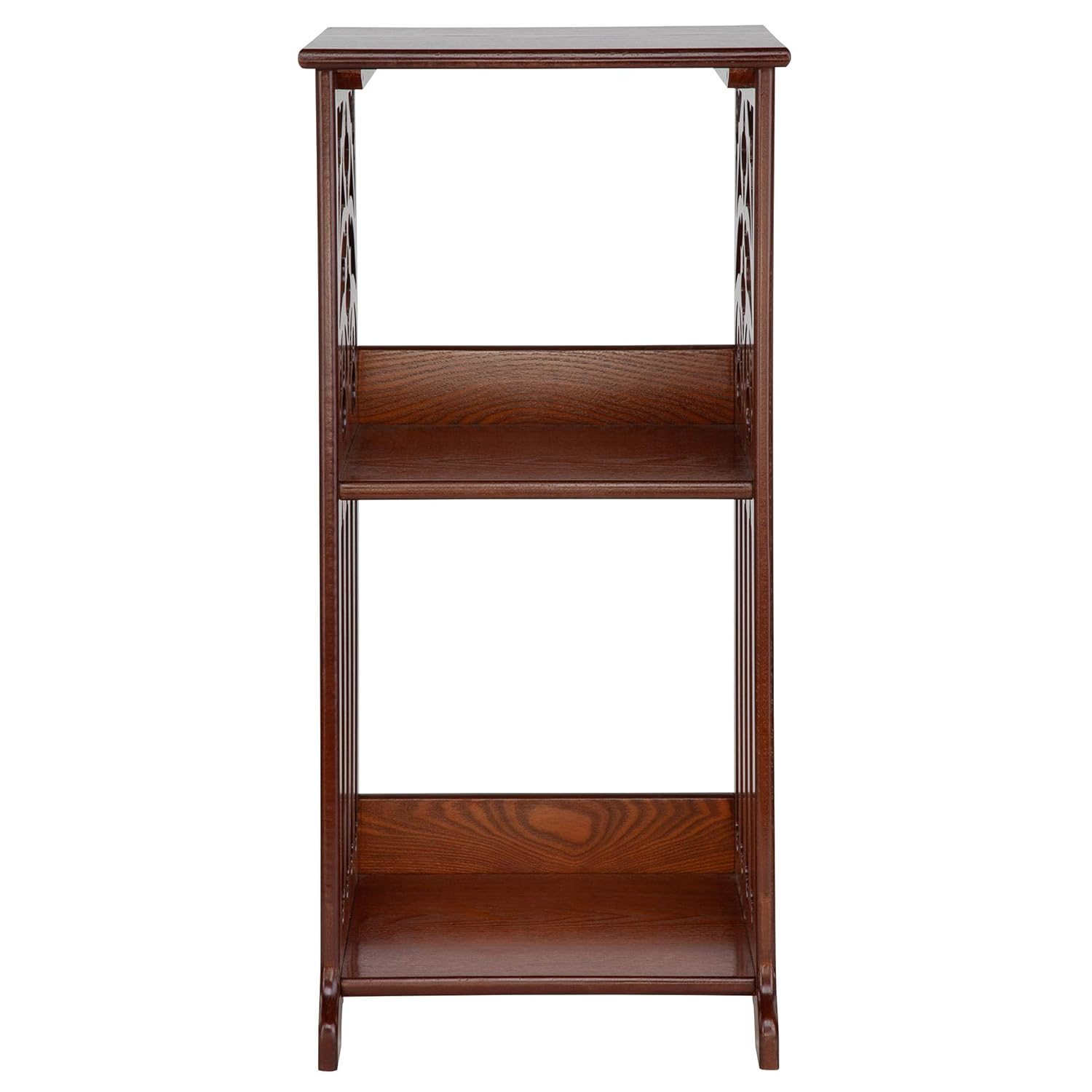 Traditional Walnut Wood Rectangular Side Table with Storage