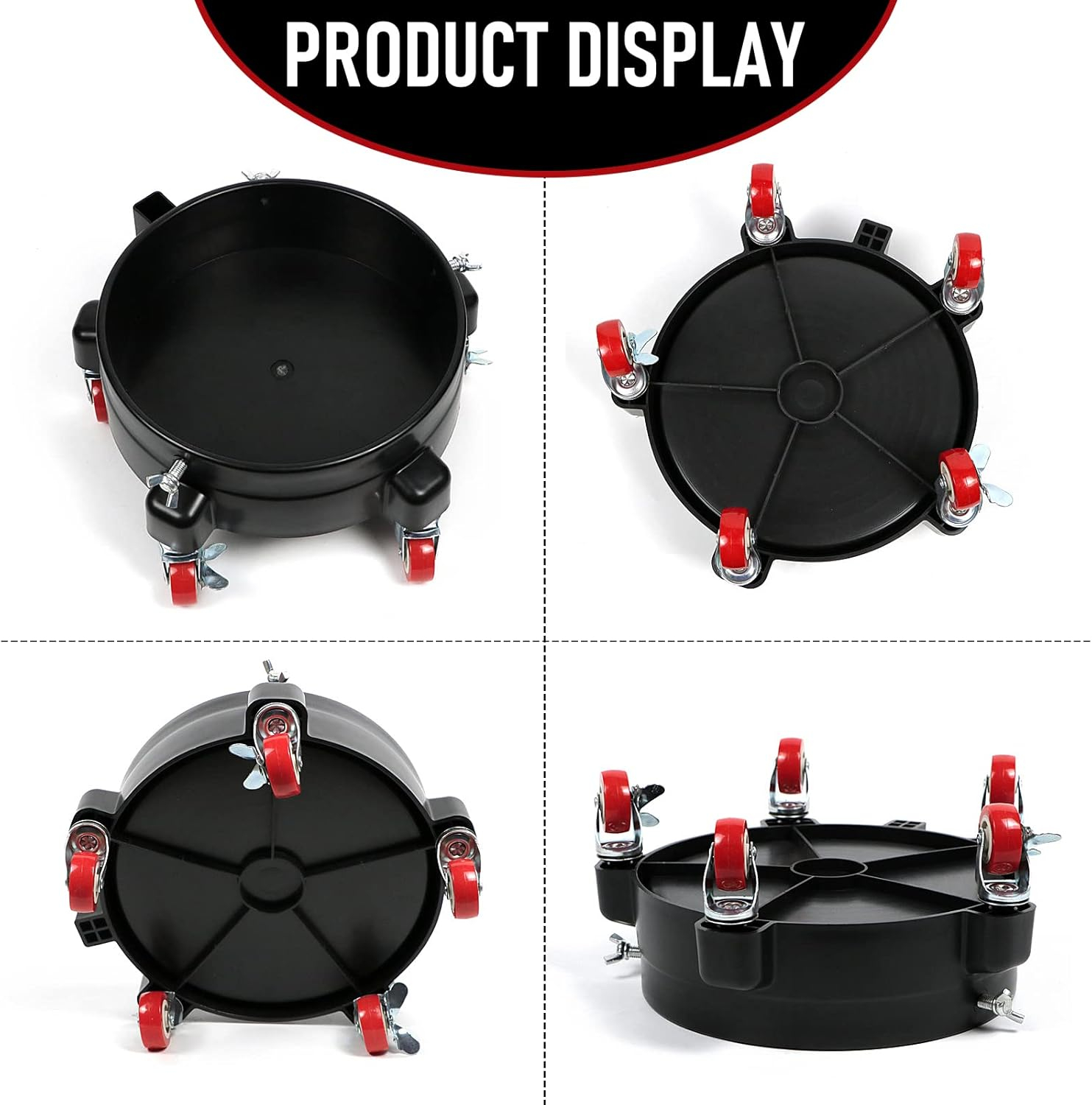 5 Gallon Bucket Dolly with Grit Trap,Removable Rolling Car Wash Buckets with 360 Degree Wheels,11.5'' Car Washing Bucket Organizer Detailing Smoother Maneuvering