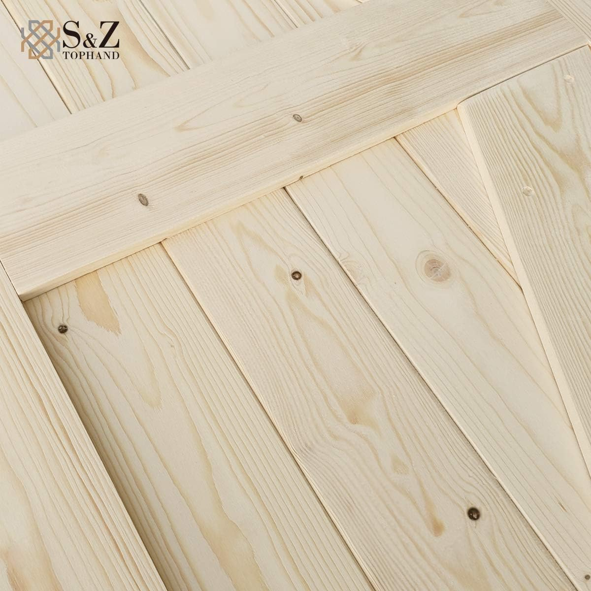S&Z TOPHAND Barn Door, Unfinished British Brace Barn Door/Country Style/Solid Wood/Sliding Door/Durable