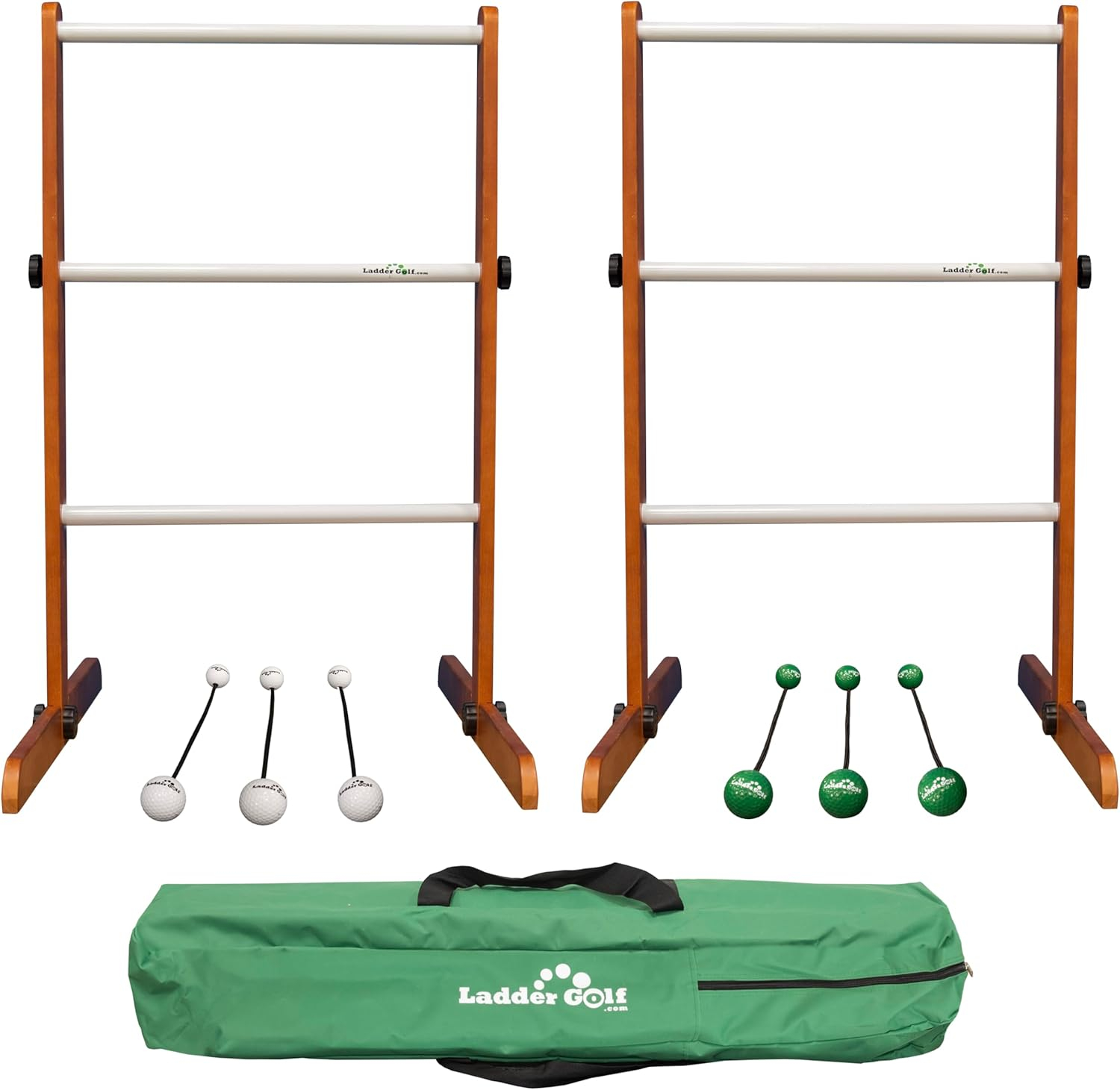 Tournament Edition Wooden Ladder Golf Game Set with Green Carrying Bag
