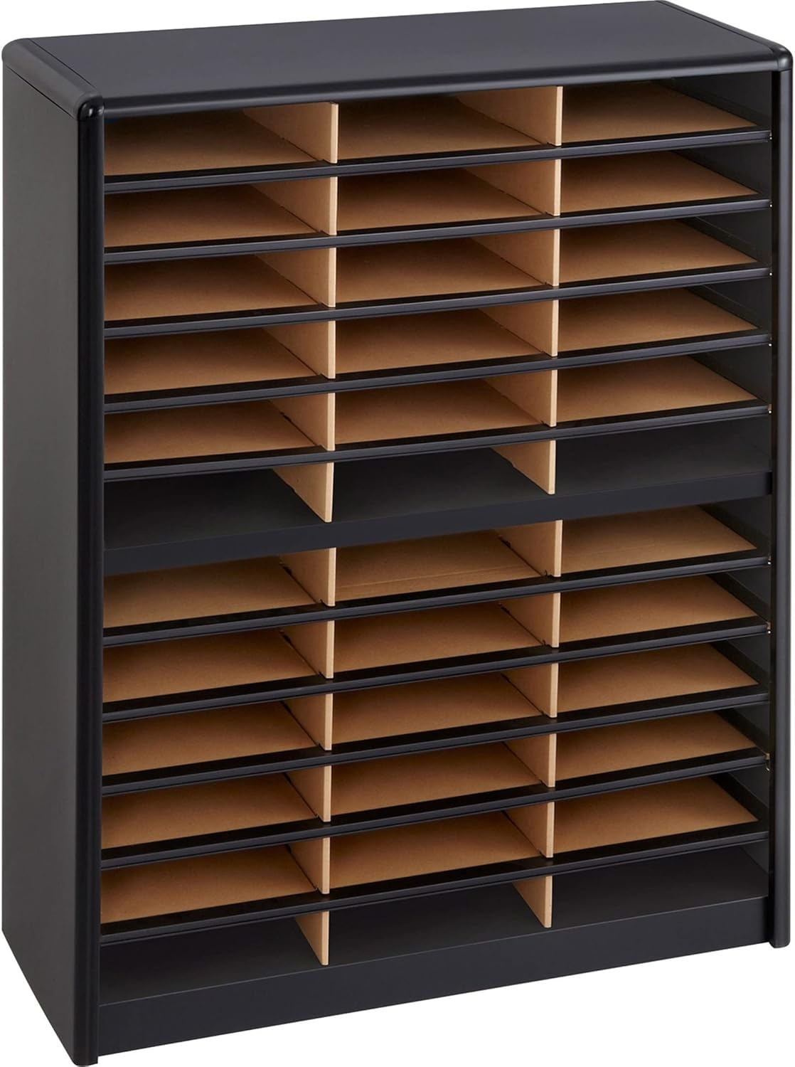 Safco Value Sorter 36 Compartment Metal Flat Files Organizer in Black