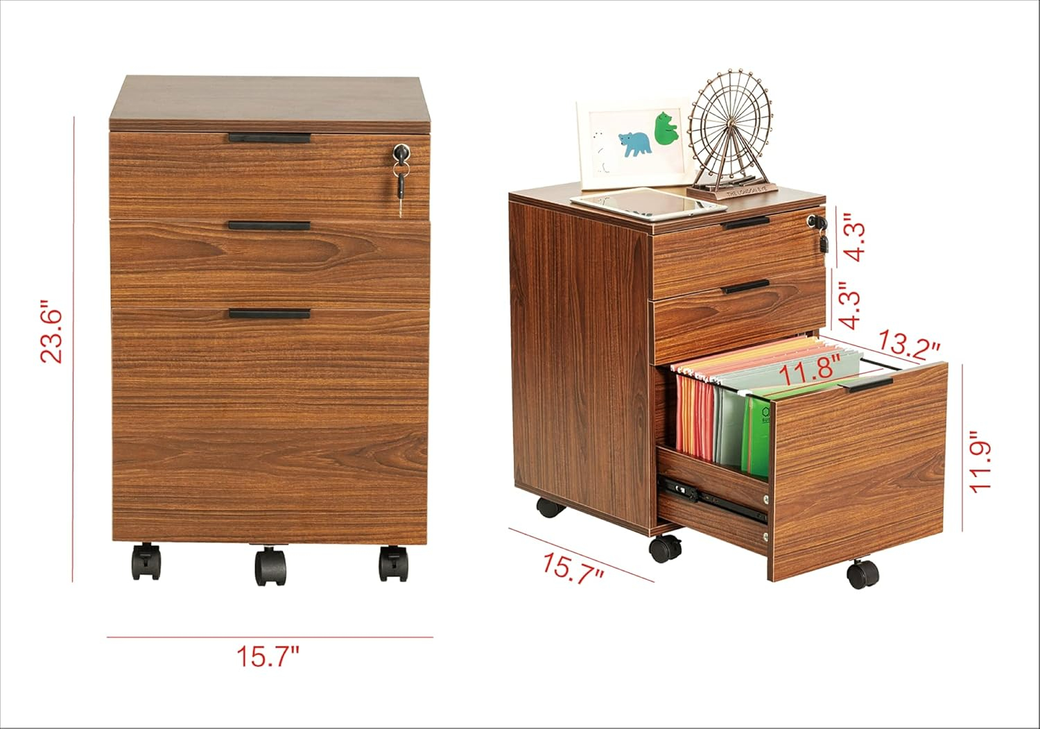 Zipcode Design™ Gosser 15.7'' Wide 3 -Drawer Mobile File Cabinet