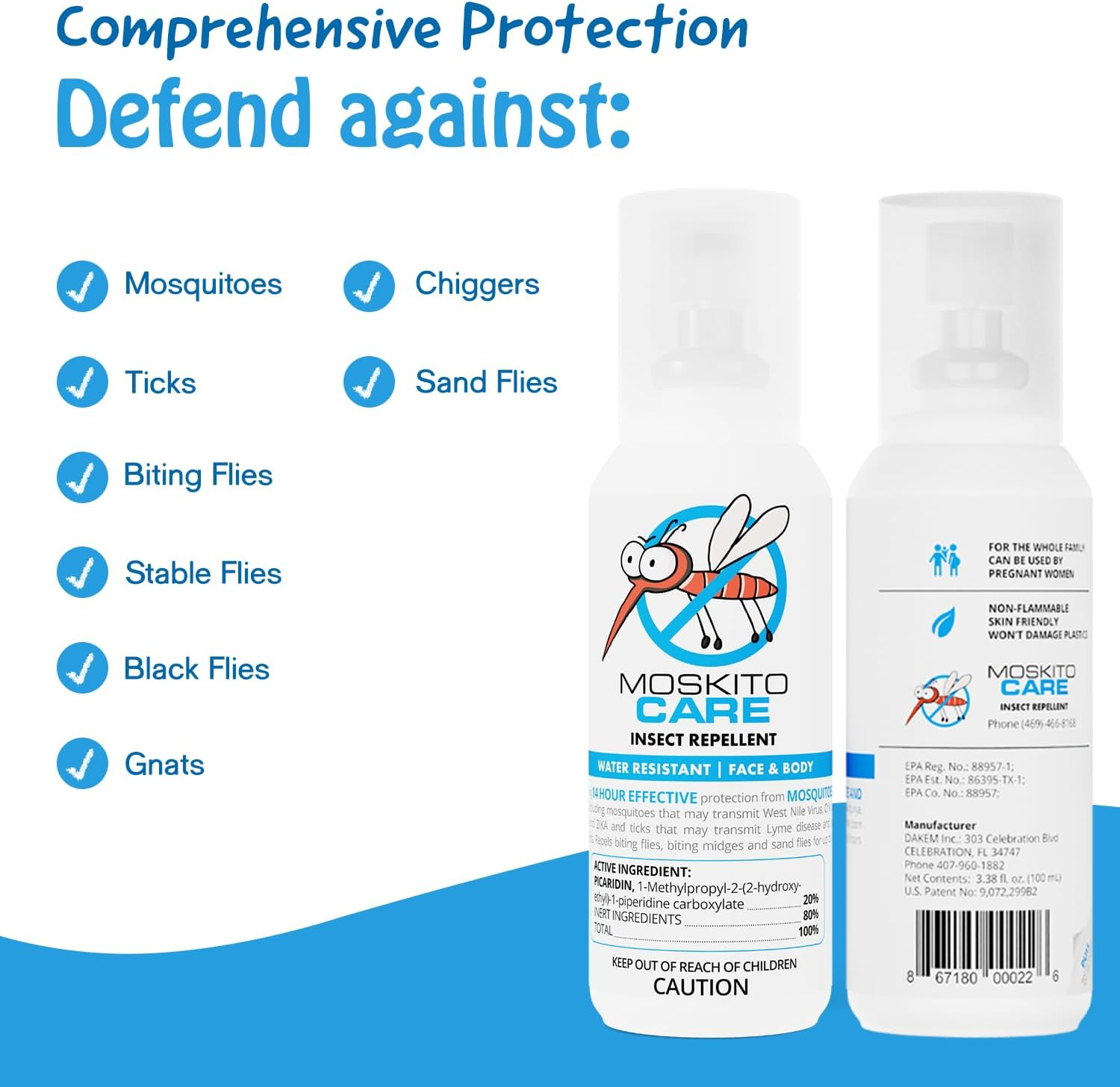 Moskito Care Water-Resistant 14hr Insect Repellent Spray