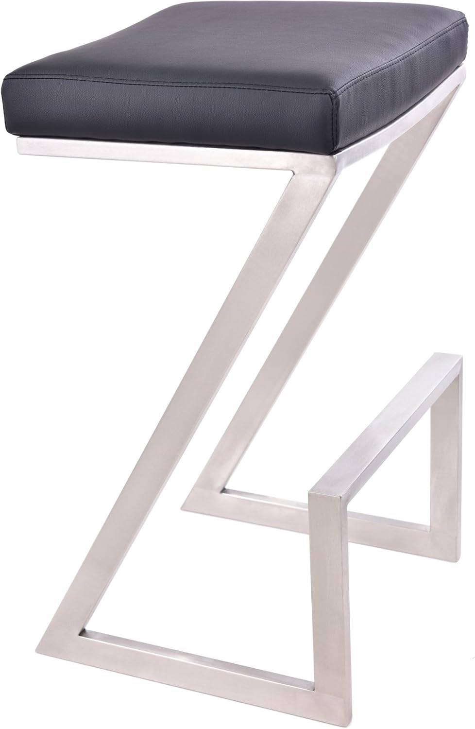 Armen Living Atlantis Backless Faux Leather and Brushed Stainless Steel Bar Stool