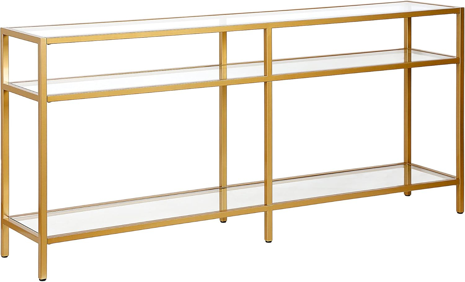 Evelyn&Zoe Sivil 64" Wide Rectangular Console Table, Brass