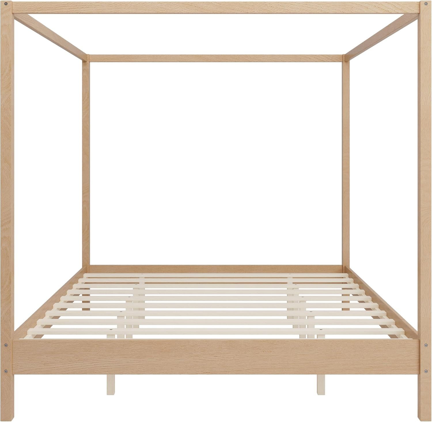 King Size Canopy Bed Wood 4 Poster Bed Frame with Slats Support, No Box Spring Needed (King)