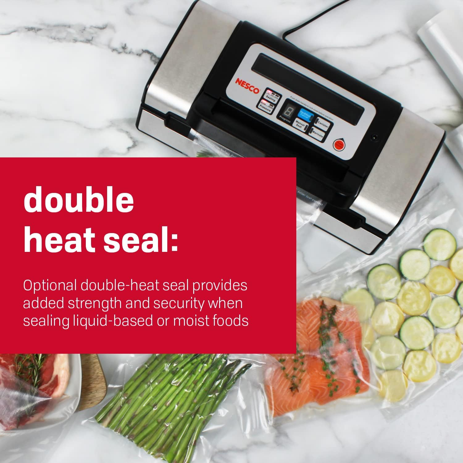 Deluxe Food VS-12 Vacuum Sealer, 130 Watts, Kit with Bags and Viewing Lid, Compact, Silver
