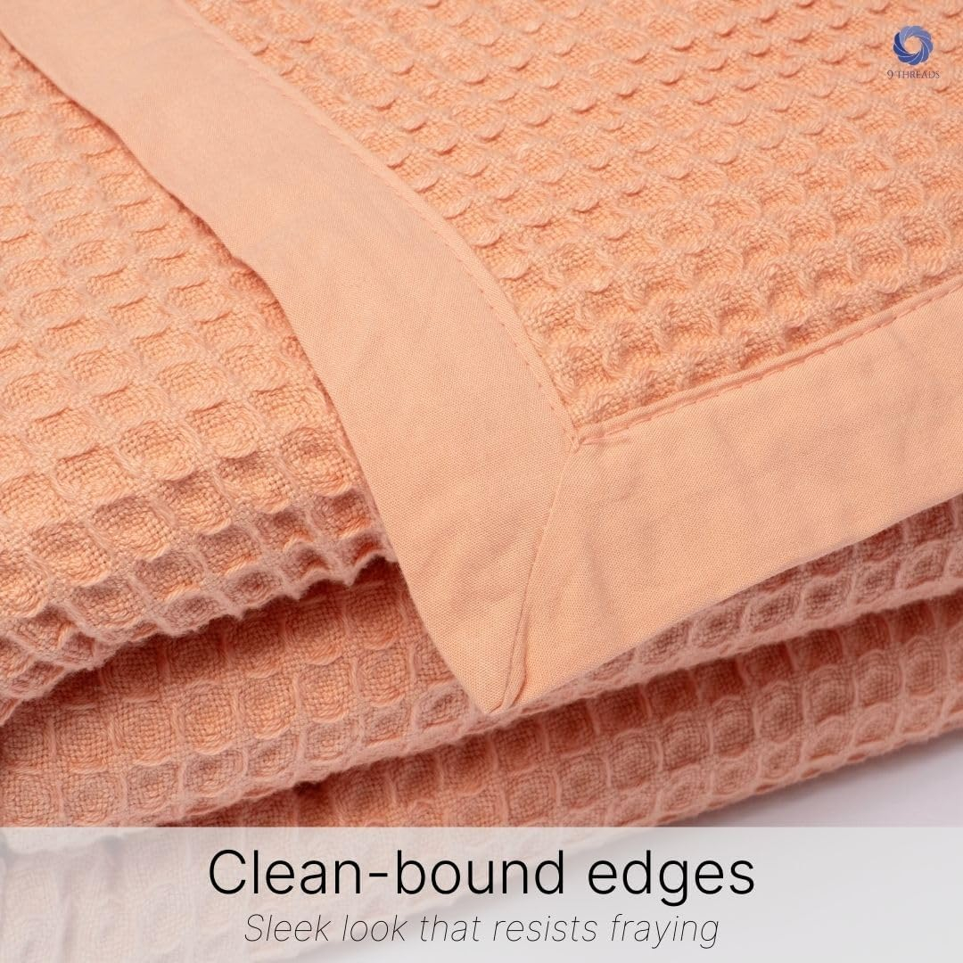 GOTS Certified Organic Cotton Waffle Weave Cozy Throw Blanket, 50"X60", Modern Home Decor, Soft Bed Blanket - Sun Bay