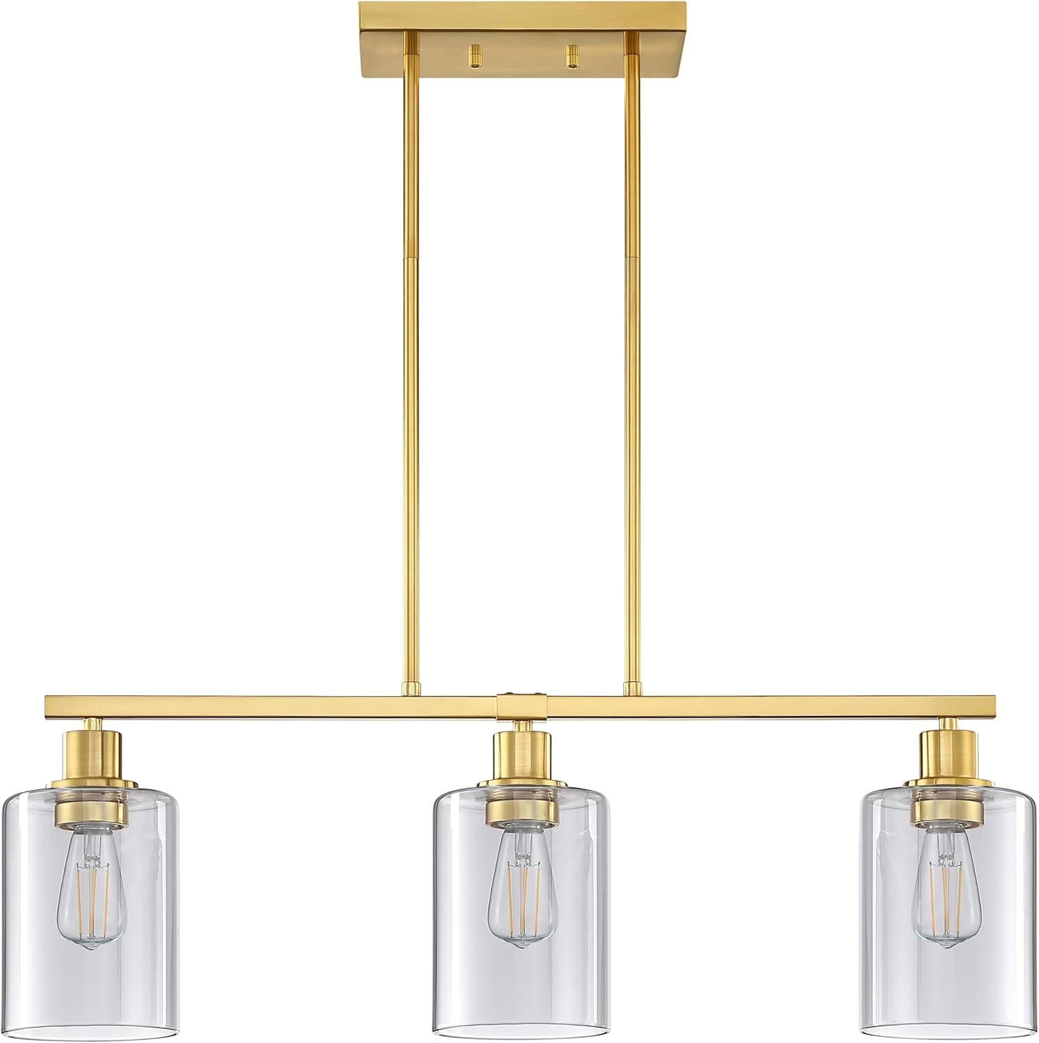 3-Light Pendant Lighting Clear Glass Pendant Lighting for Kitchen Island Brushed Nickel Hanging Light Fixture Pendant Light Dining Room Chandelier Farmhouse