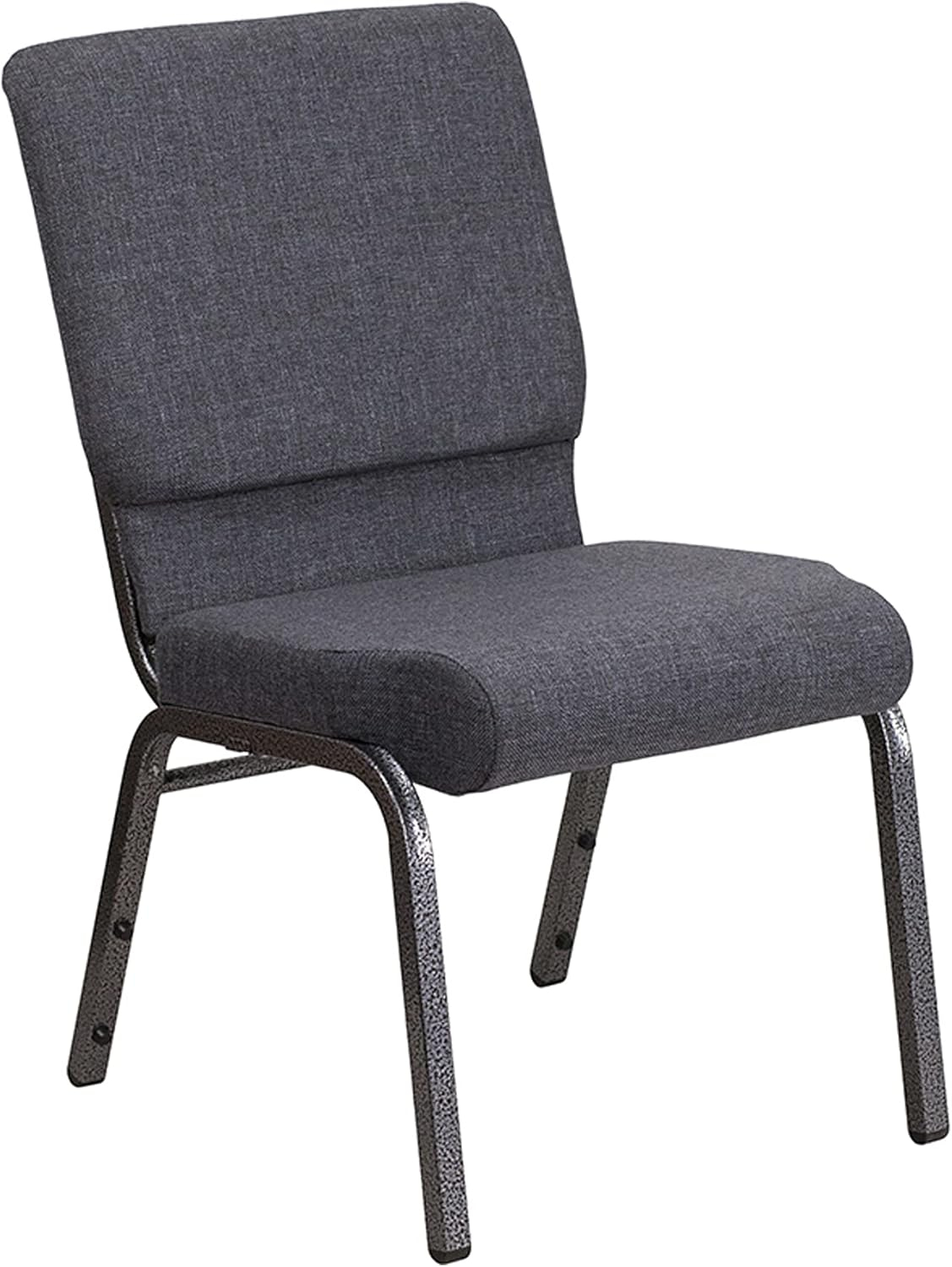 Flash Furniture HERCULES Series 18.5''W Stacking Church Chair in Dark Gray Fabric - Silver Vein Frame