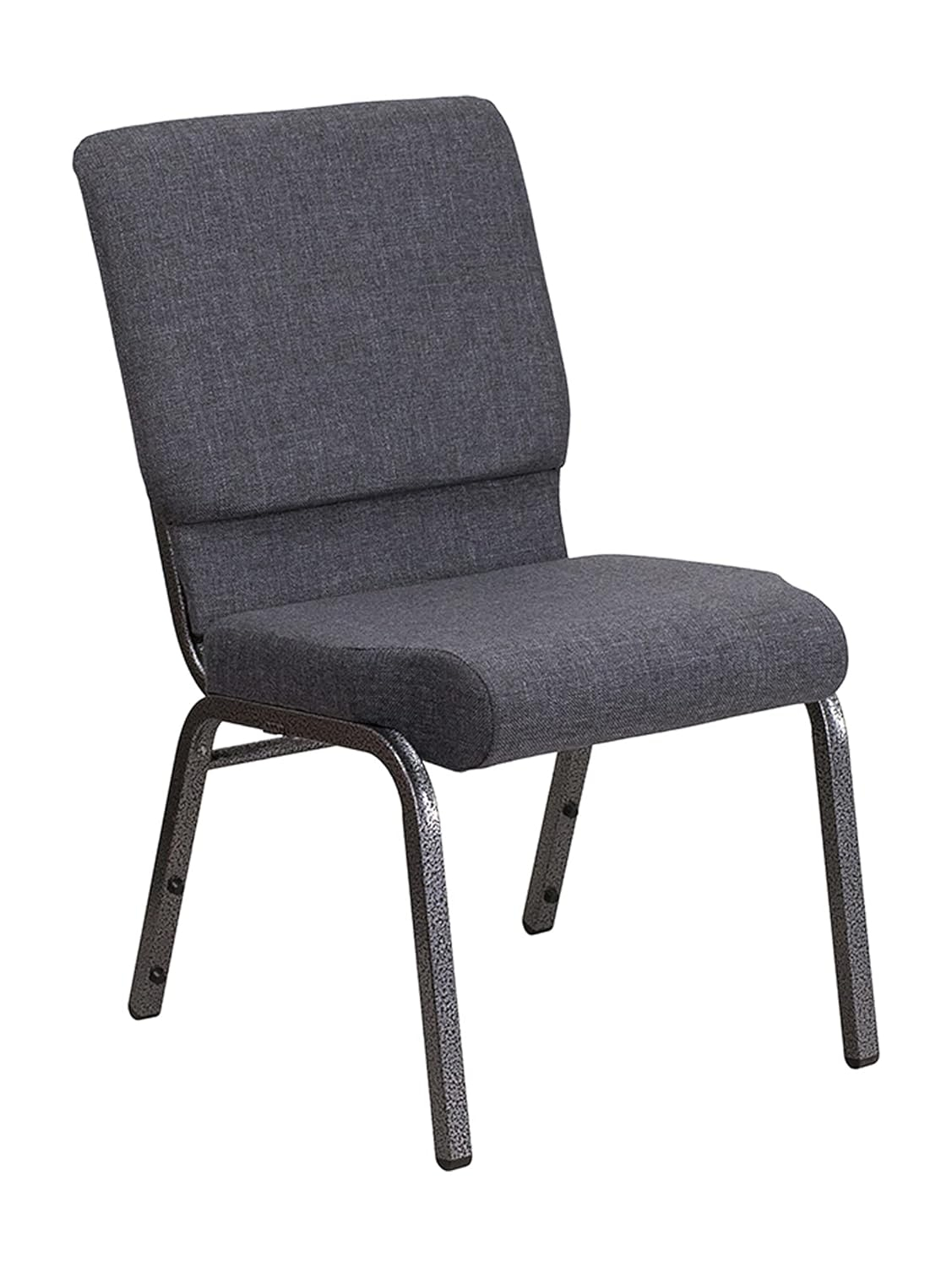 Flash Furniture HERCULES Series 18.5''W Stacking Church Chair in Dark Gray Fabric - Silver Vein Frame