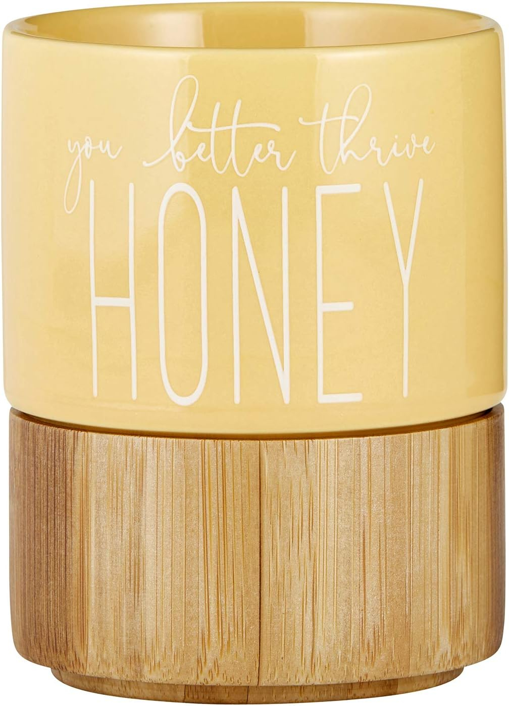 Pretty in Green Ceramic Mug with Bamboo Base - You Better Thrive Honey